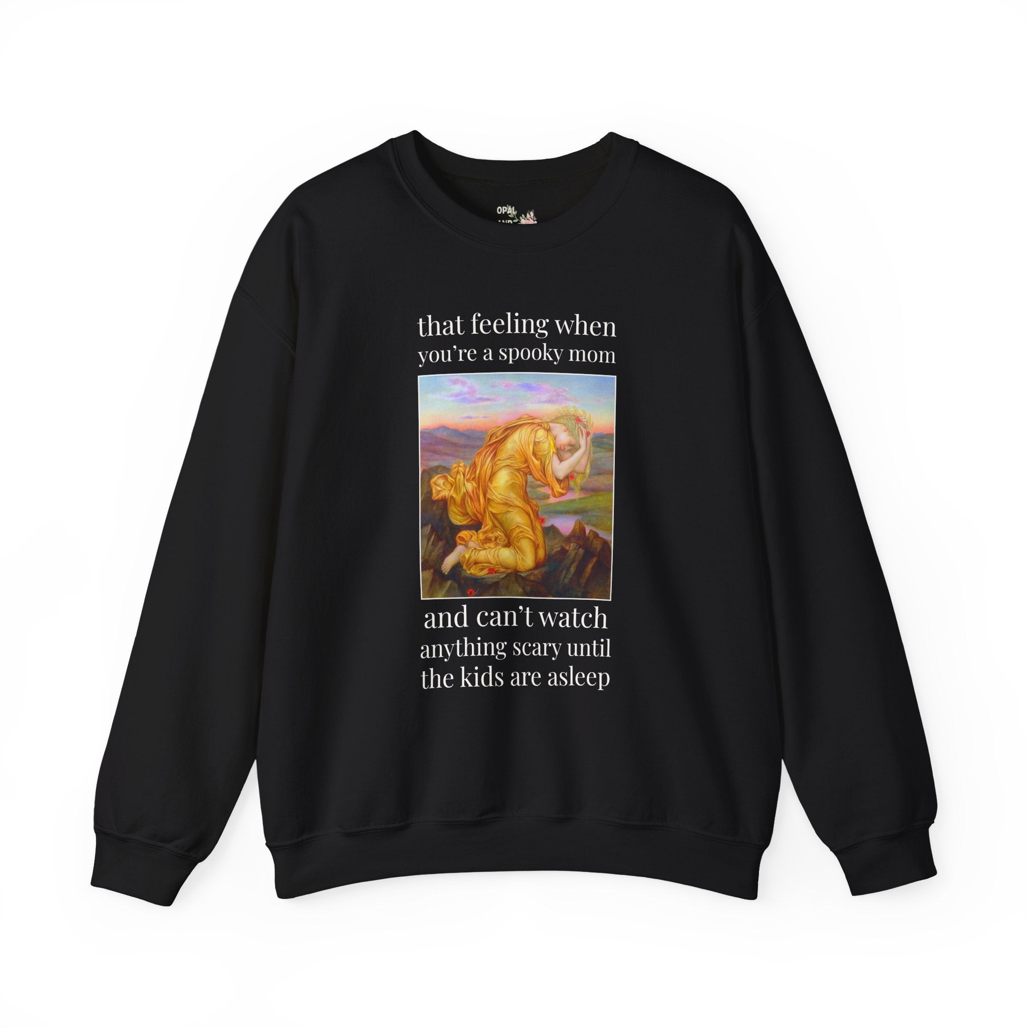 Halloween Mom Sweatshirt with Famous Painting by Evelyn de Morgan: When You're a Spooky Mom True Crime History Buff Shirt, Scary Movie Lover
