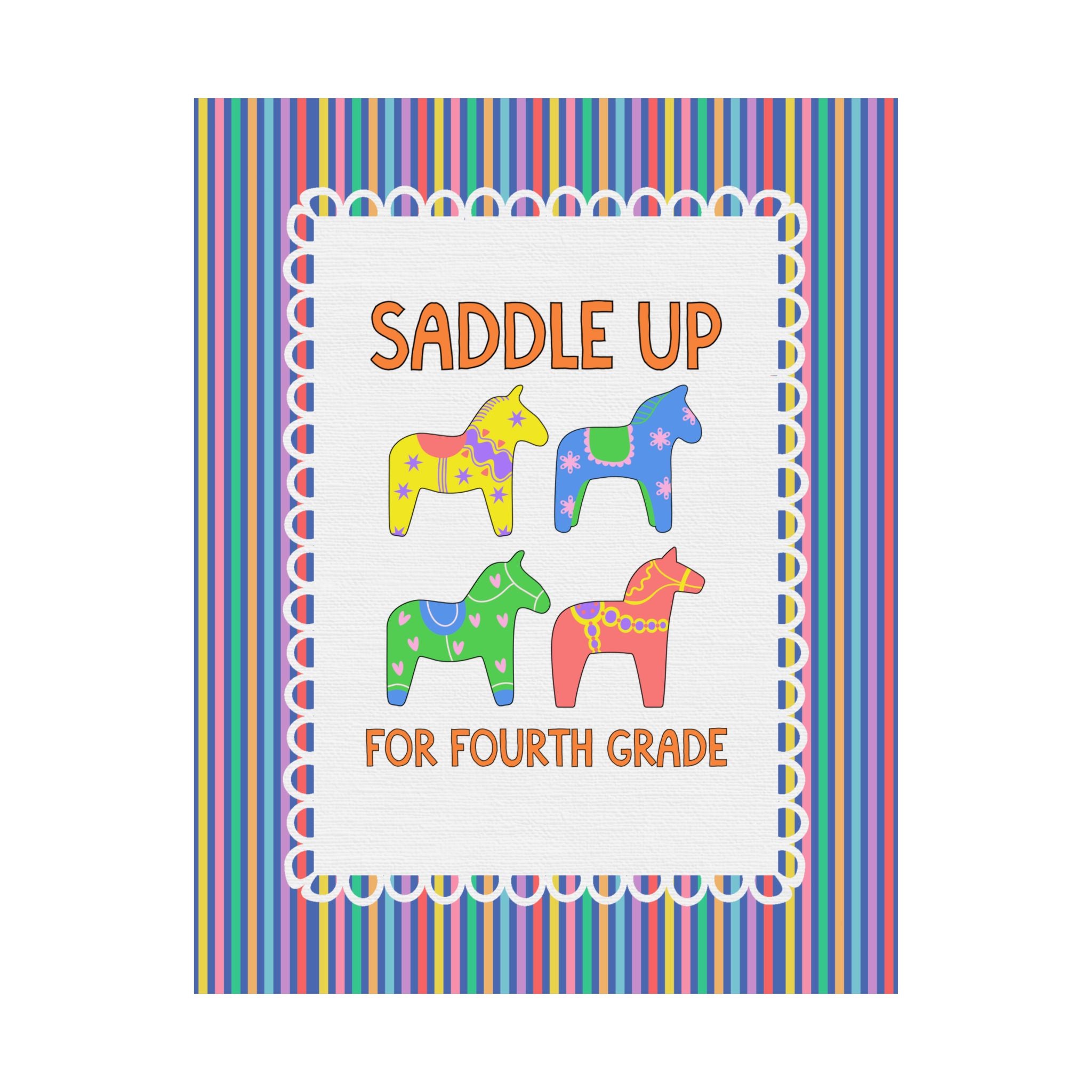 Saddle Up for Fourth Grade: Teacher Poster Print, Fourth Grade Teacher, Back to School Gift, Silly Dreamcore Western Aesthetic Horse Print