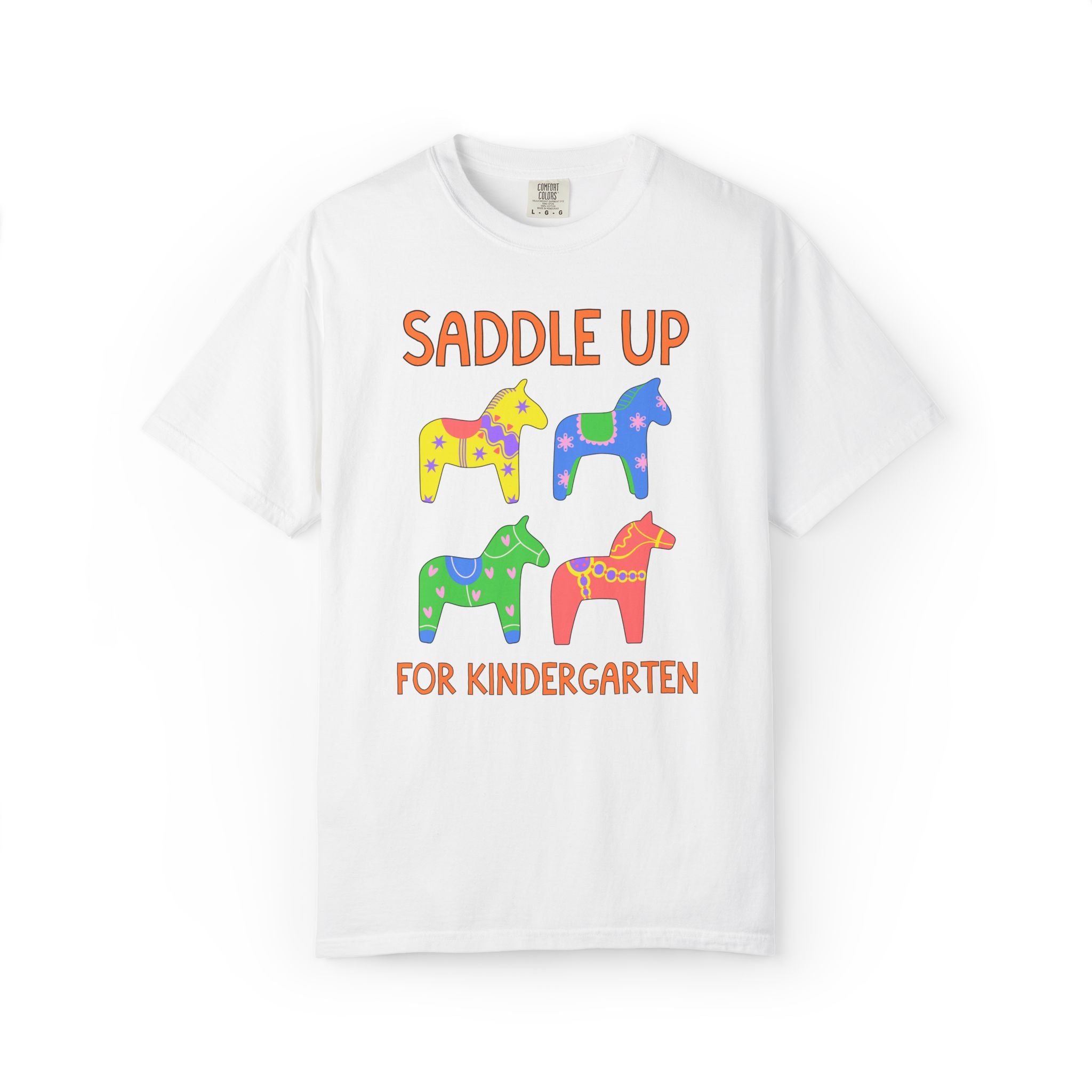 Saddle Up for Kindergarten: Cute Kindergarten Teacher Team T-Shirt, Silly Dreamcore Tee with Horses, Student Teacher or Paraprofessional Tee