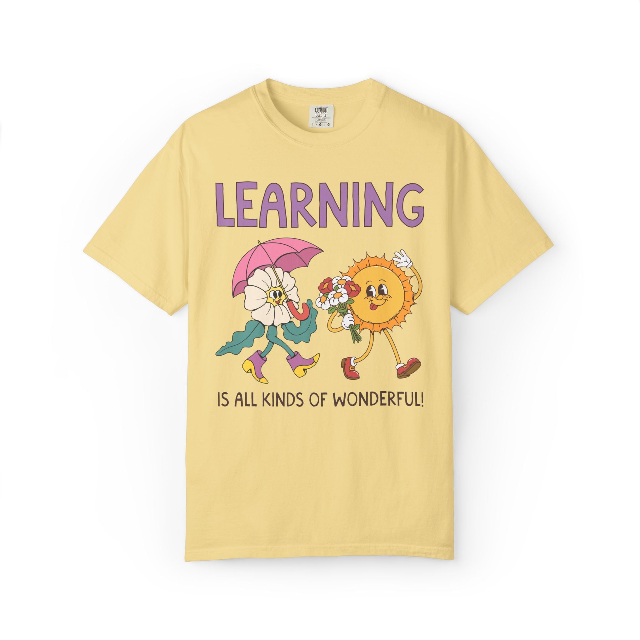 Learning is All Kinds of Wonderful Teacher Team or School Office Staff TShirt for Back to School: Cute Nostalgic Floral School Principal Tee