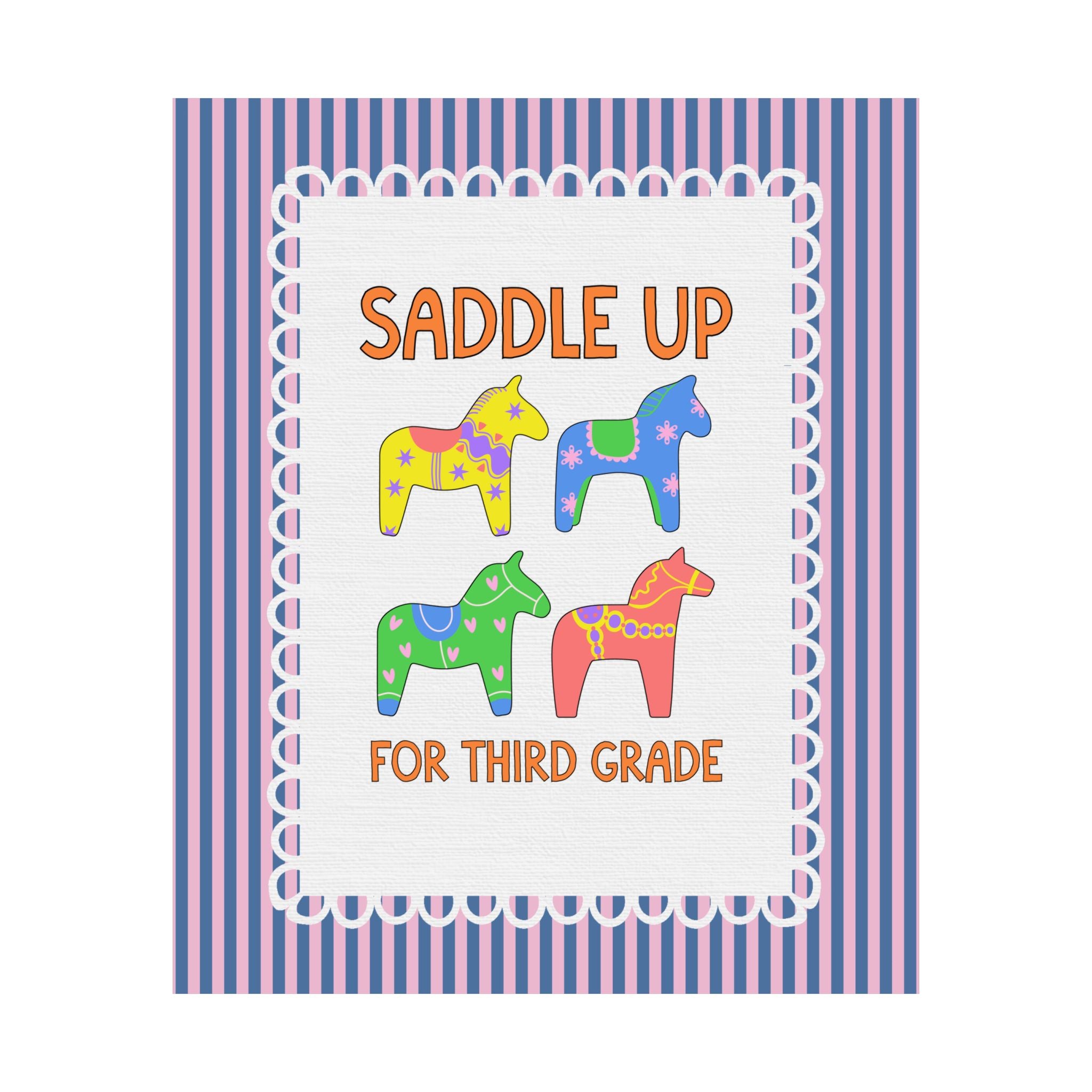 Saddle Up for Third Grade: Teacher Poster Print, Third Grade Teacher, Back to School Gift, Silly Dreamcore Western Aesthetic Horse Print