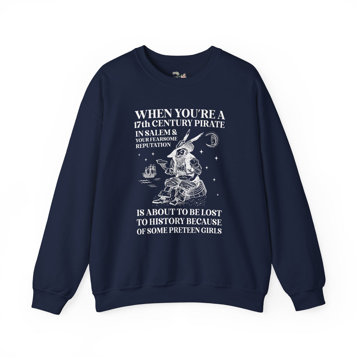 17th Century Pirate in Salem Massachusetts History Buff Sweatshirt, Funny Pirate History Crewneck, 1600s Maritime History Teacher Shirt