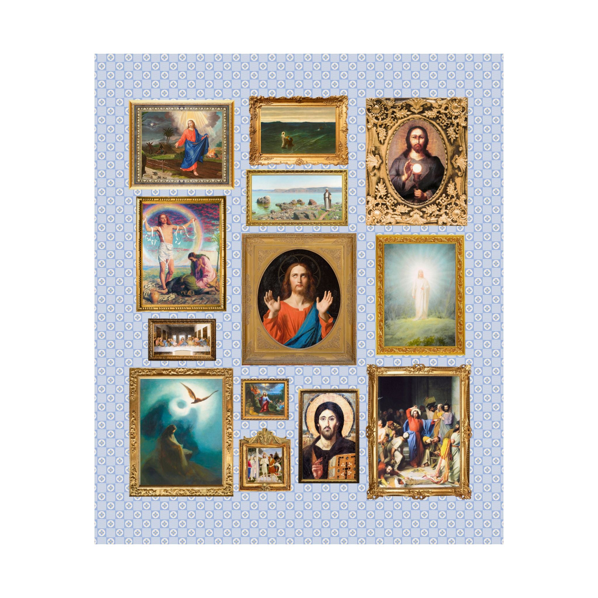Jesus Art History Print with Famous Paintings of Christ, 19th Century Art History, Ancient Art History Lover, Christian Museum Lover Poster