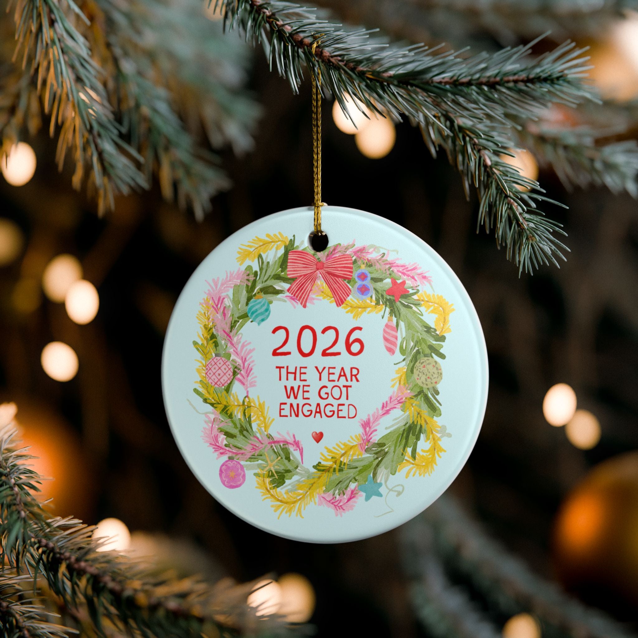 2026 The Year We Got Engaged Ornament: Cute Engagement Gift for Newly Engaged Couple or Bride and Groom, Nostalgic Engagement Xmas Gift