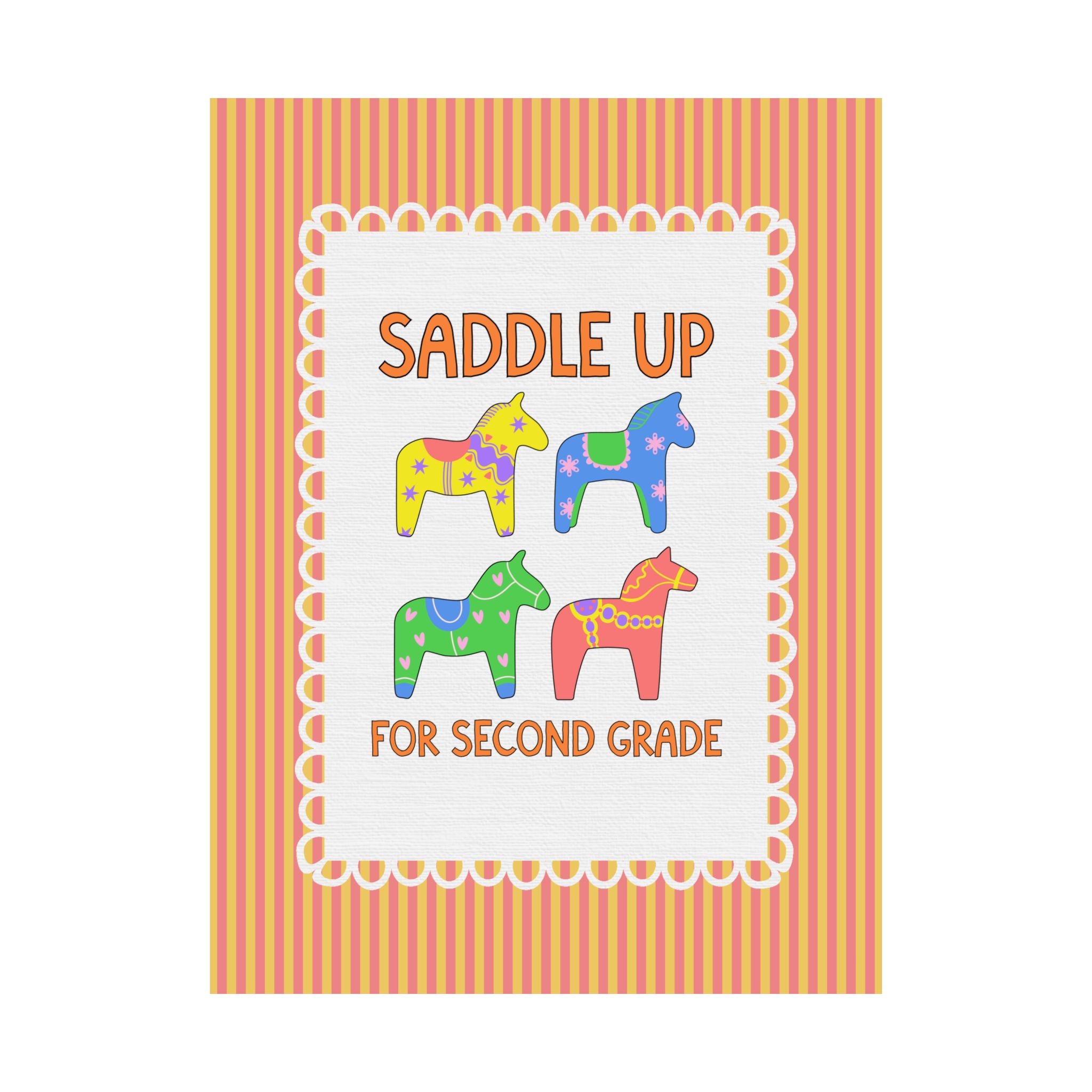 Saddle Up for Second Grade: Teacher Poster Print, Second Grade Teacher, Back to School Gift, Silly Dreamcore Western Aesthetic Horse Print