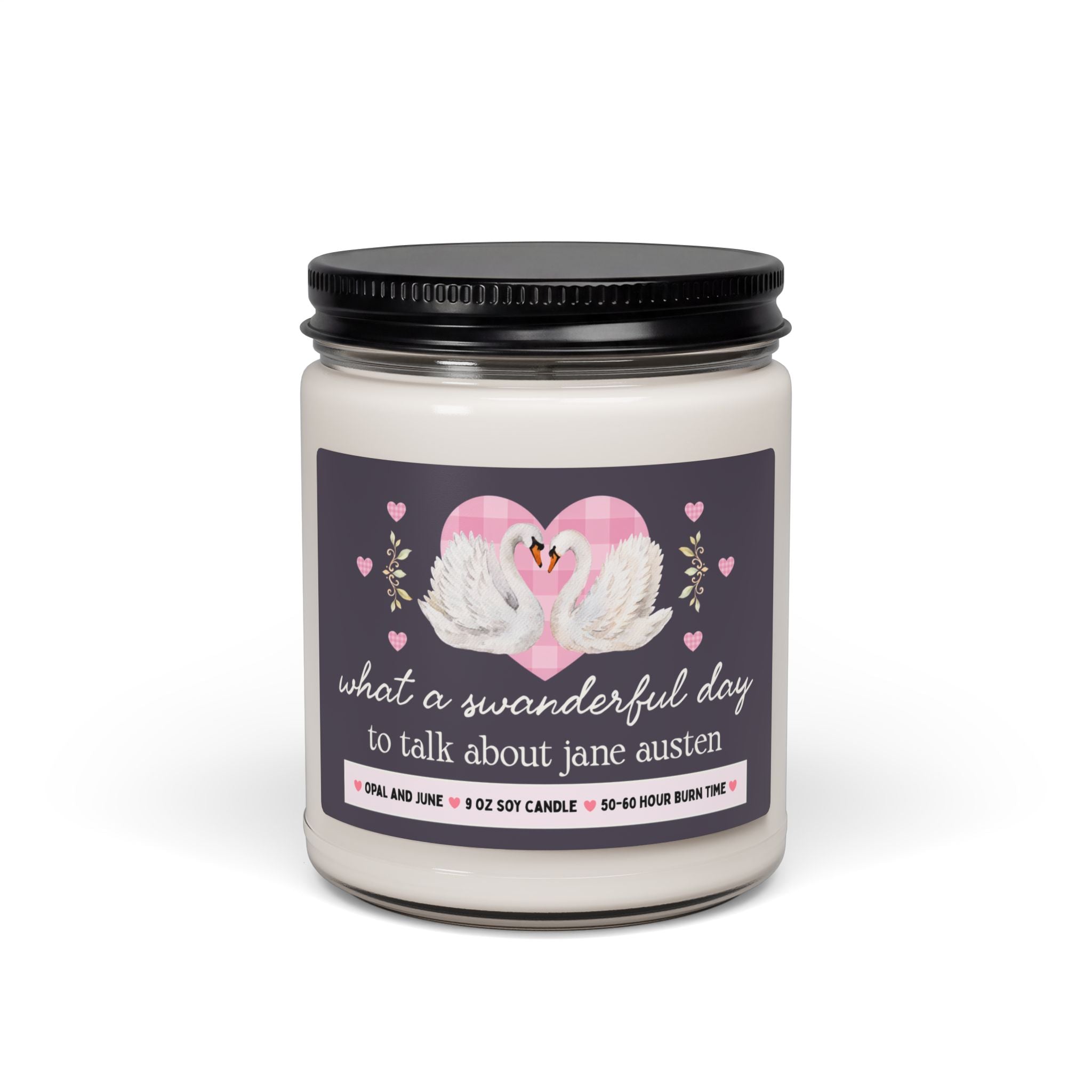 Jane Austen Bookish Gift, Candle with Swans: What a Swanderful Day to Talk About Jane Austen 9 Oz Candle, Classic Literature Liberian Gift