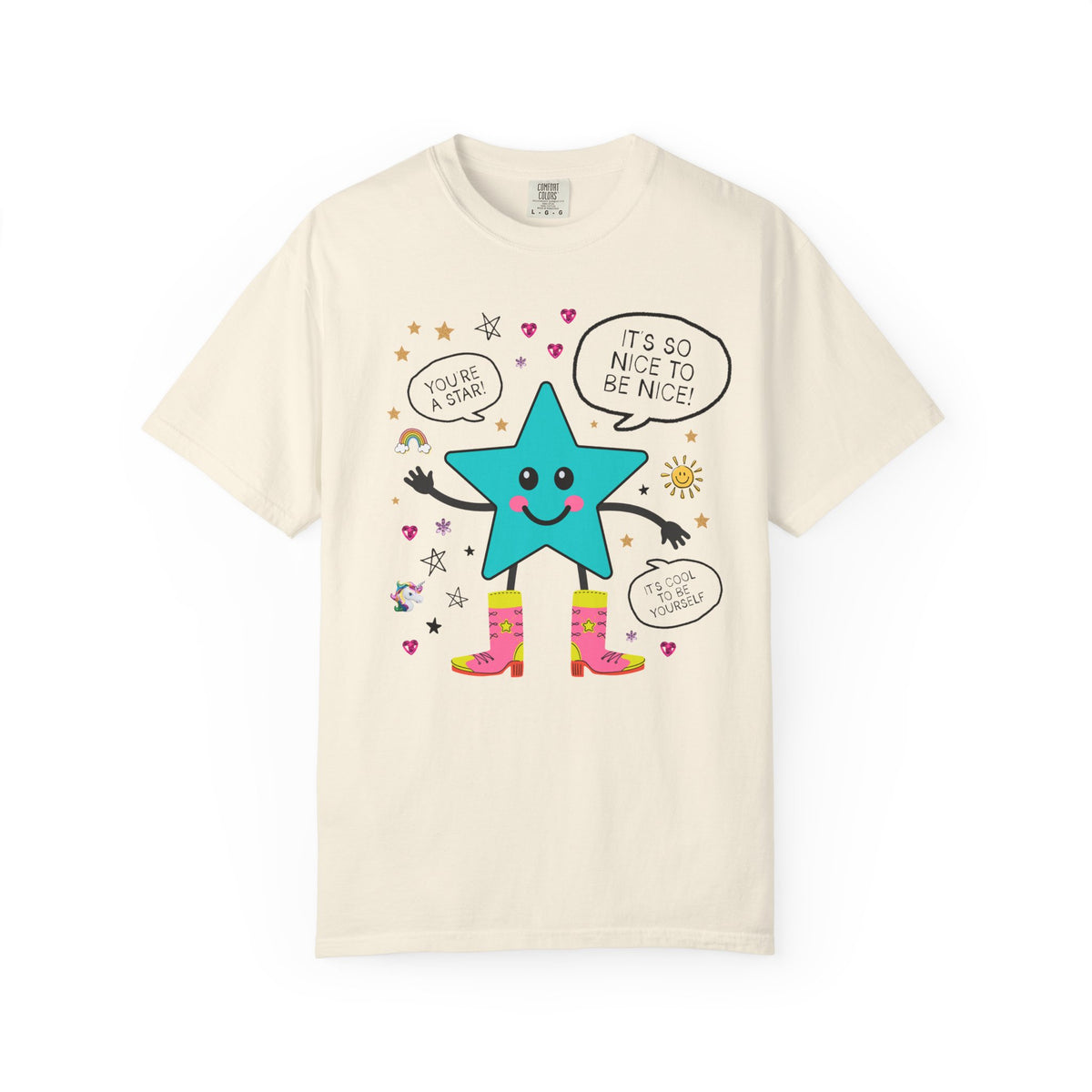 Positive Affirmation Cowboy Star Tee Shirt with Compliments, Cute Early 2000's Aesthetic Positive Teacher or Mom Tee
