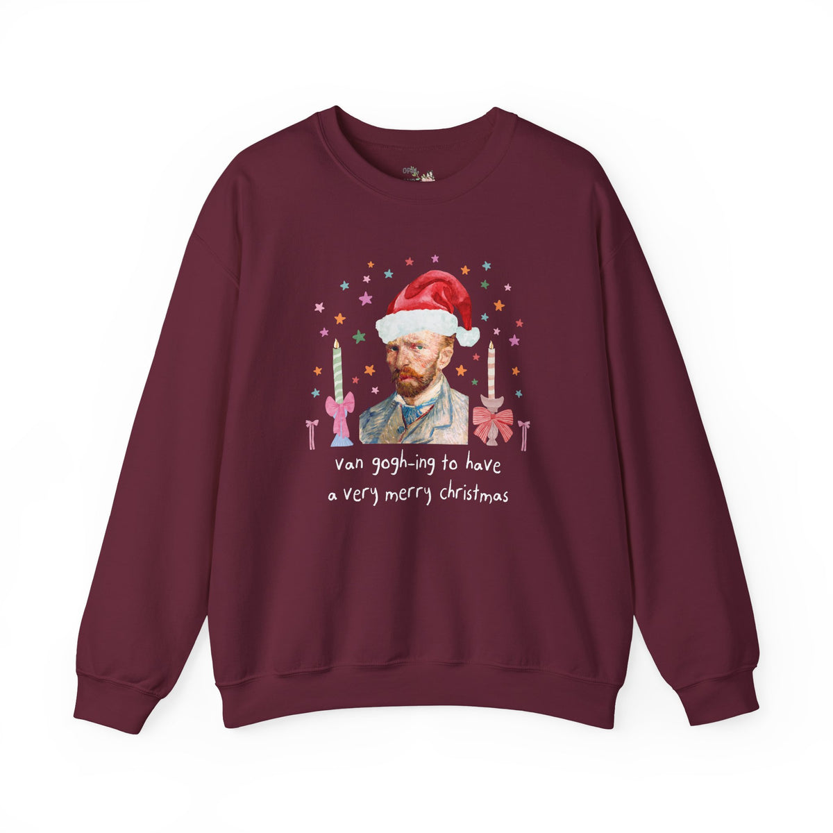 Christmas Art History Buff Sweatshirt with Vincent Van Gogh: Van Gogh-ing to Have a Very Merry Christmas, Silly Famous Painting Xmas Crewneck