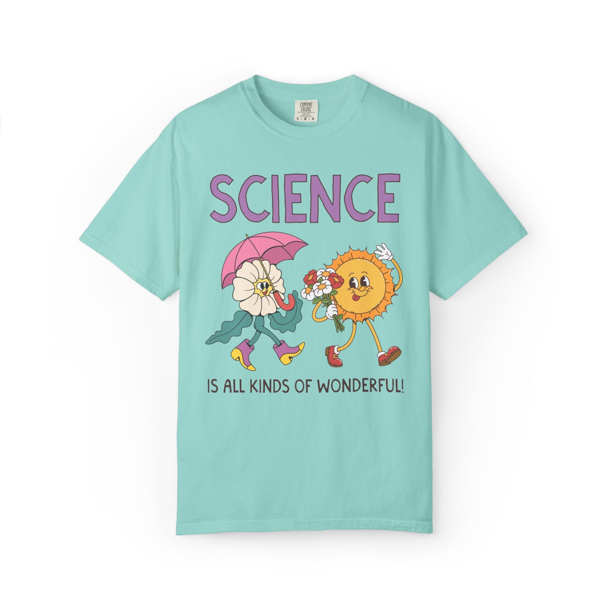 Science is All Kinds of Wonderful Teacher Team Tee Shirt for Back to School: Cute Matching Science Department Floral Tee with 90s Vibe