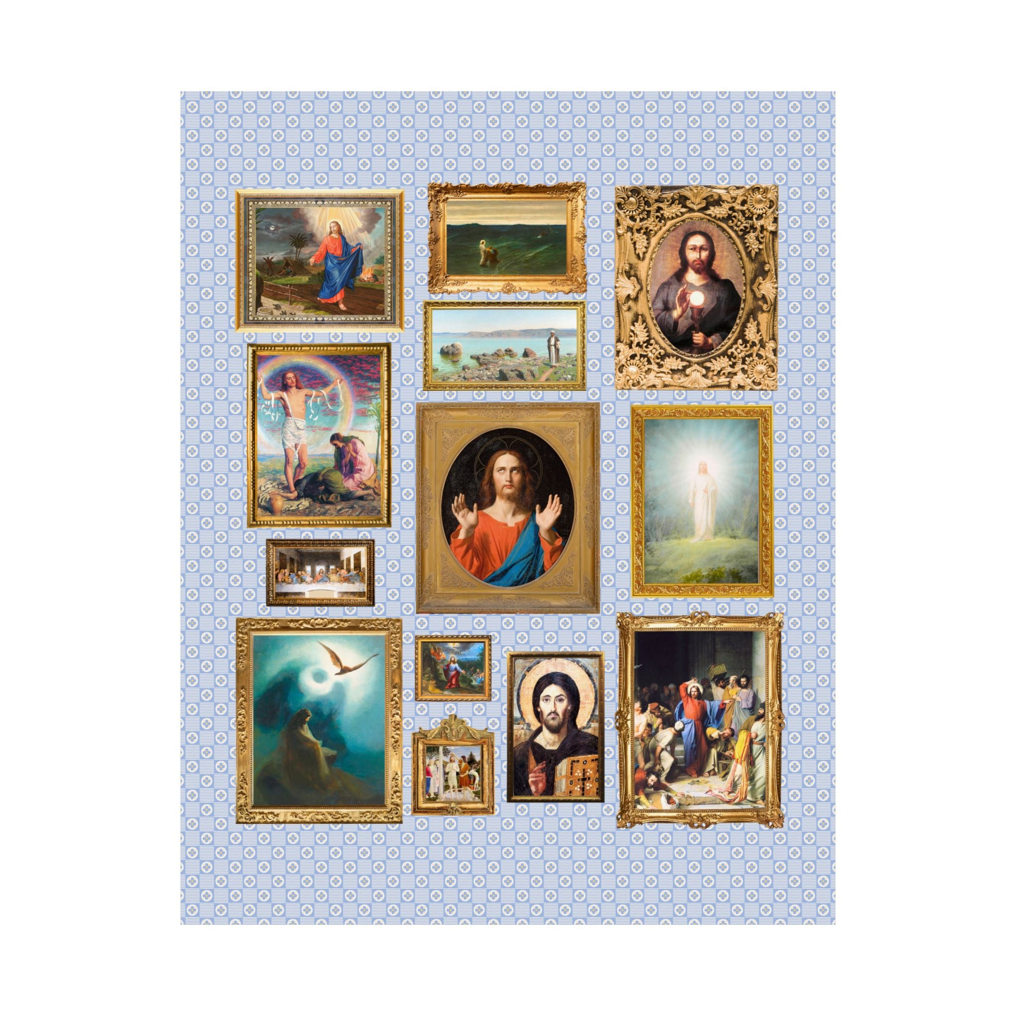 Jesus Art History Print with Famous Paintings of Christ, 19th Century Art History, Ancient Art History Lover, Christian Museum Lover Poster