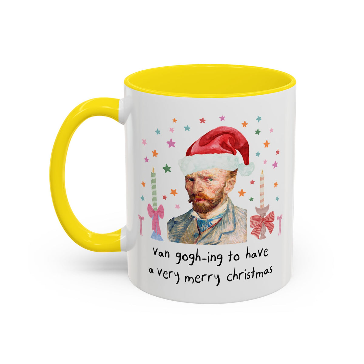 Christmas Art History Buff 11 Oz Mug with Vincent Van Gogh:Van Gogh-ing to Have a Very Merry Christmas, Silly Famous Painting Xmas Mug
