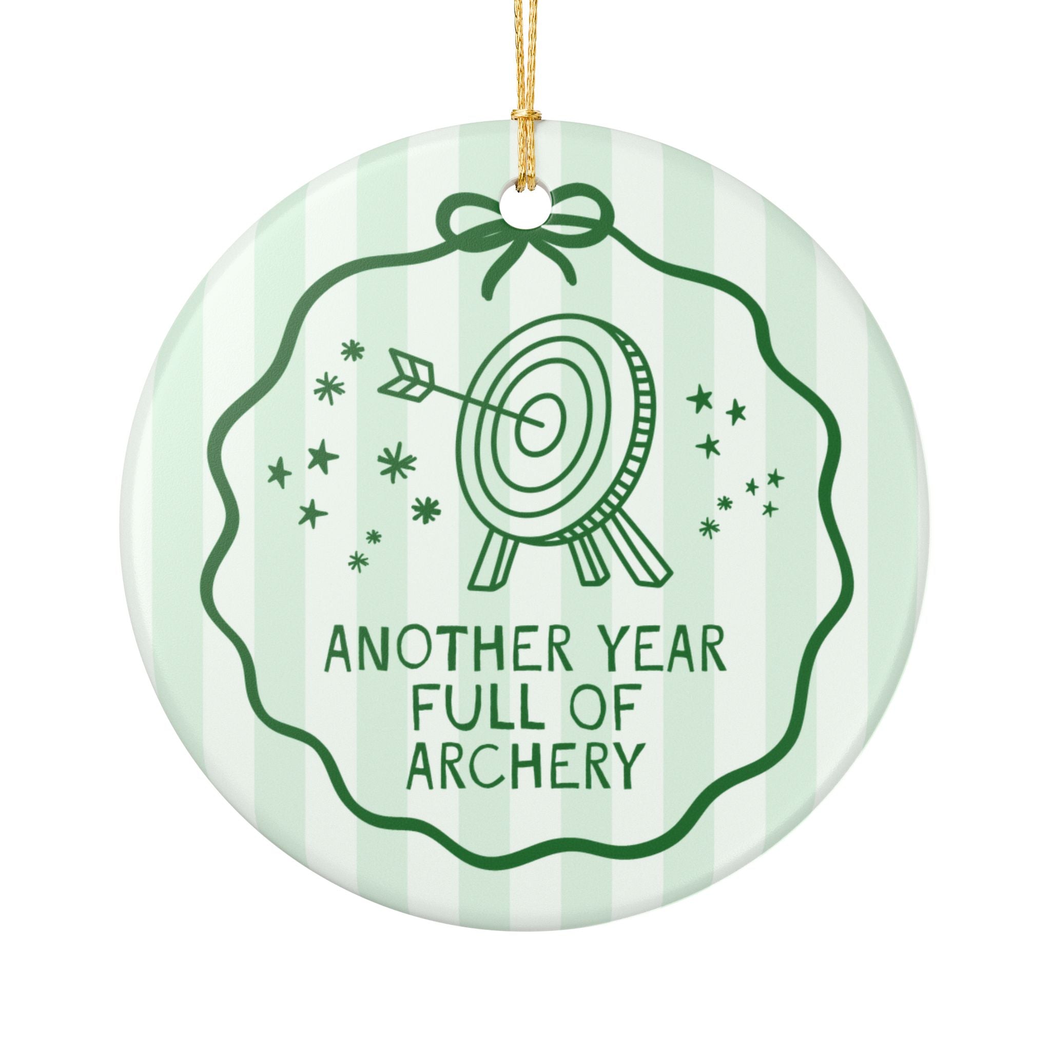 Archer Gift for Friend Who Loves Archery: Another Year Full of Archery Striped Holiday Ornament | Gift for Friend Who Loves Archery