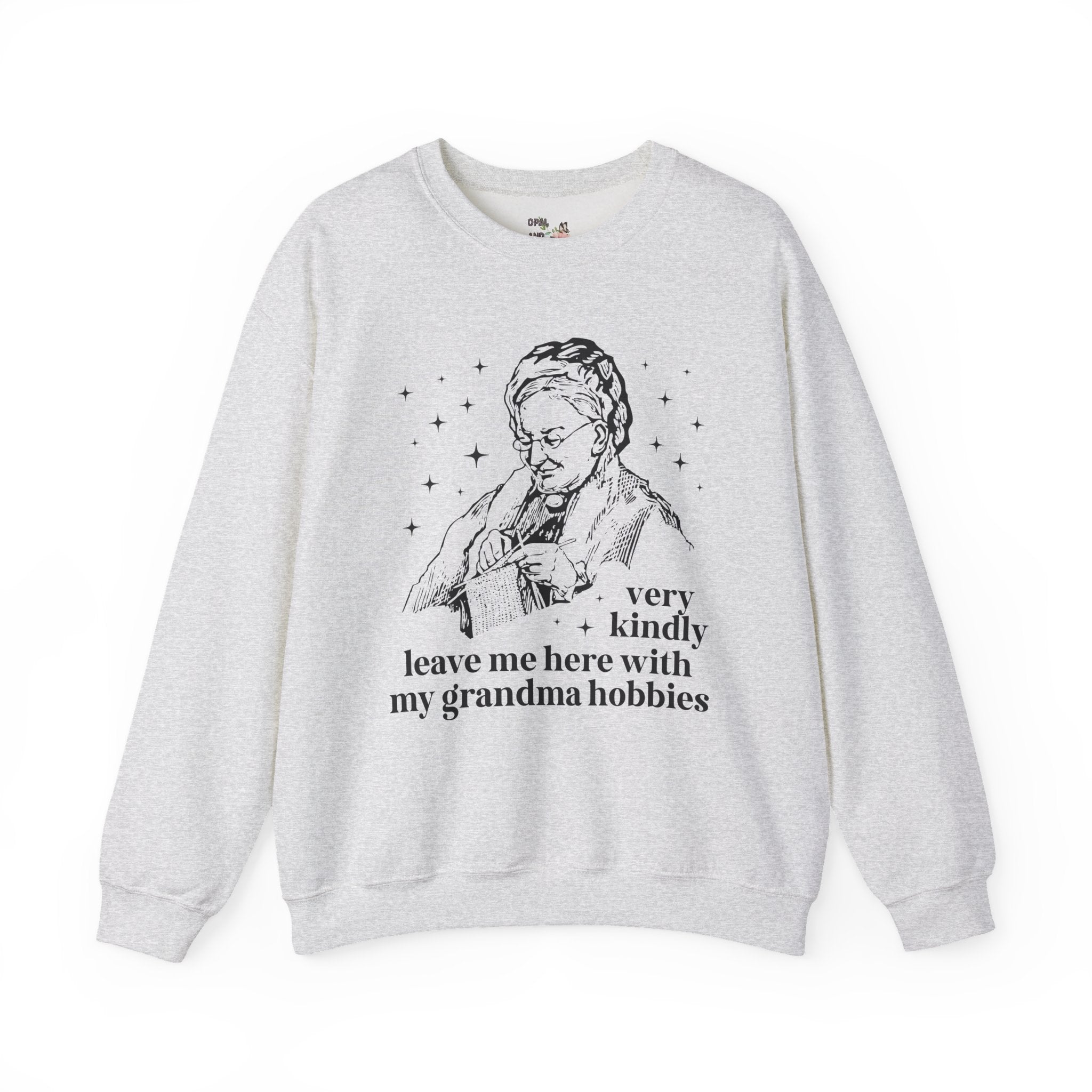 Cute Knitting Lover Sweatshirt for Daughter or Sister Who Knits: Leave Me Alone with My Grandma Hobbies, Funny Sarcastic Crewneck with Stars