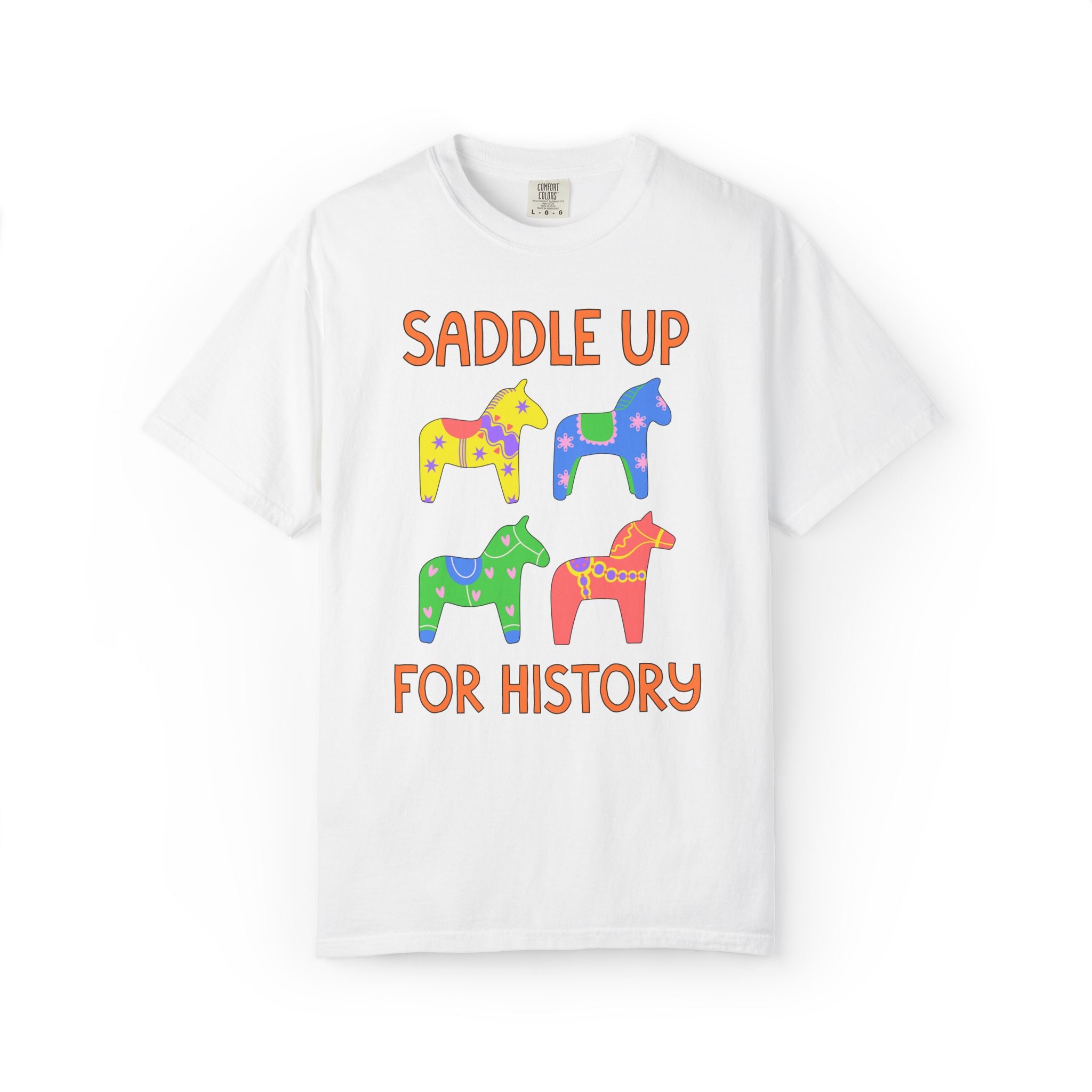 Saddle Up for History: Cute History Teacher, Matching History Department Shirt, Silly Dreamcore Aesthetic Tee with Horses, New Teacher Gift