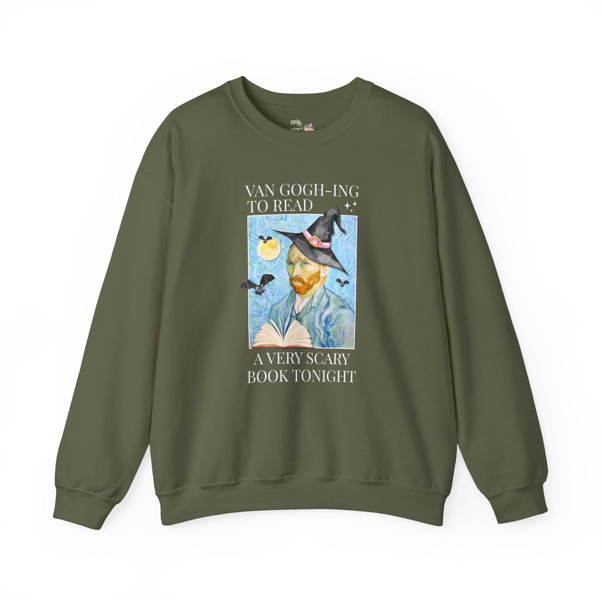 Bookish Halloween Sweatshirt for Art Historian, Silly Vincent Van Gogh Book Lover Crewnec: Read a Very Scary Book, Horror Bookworm Librarian