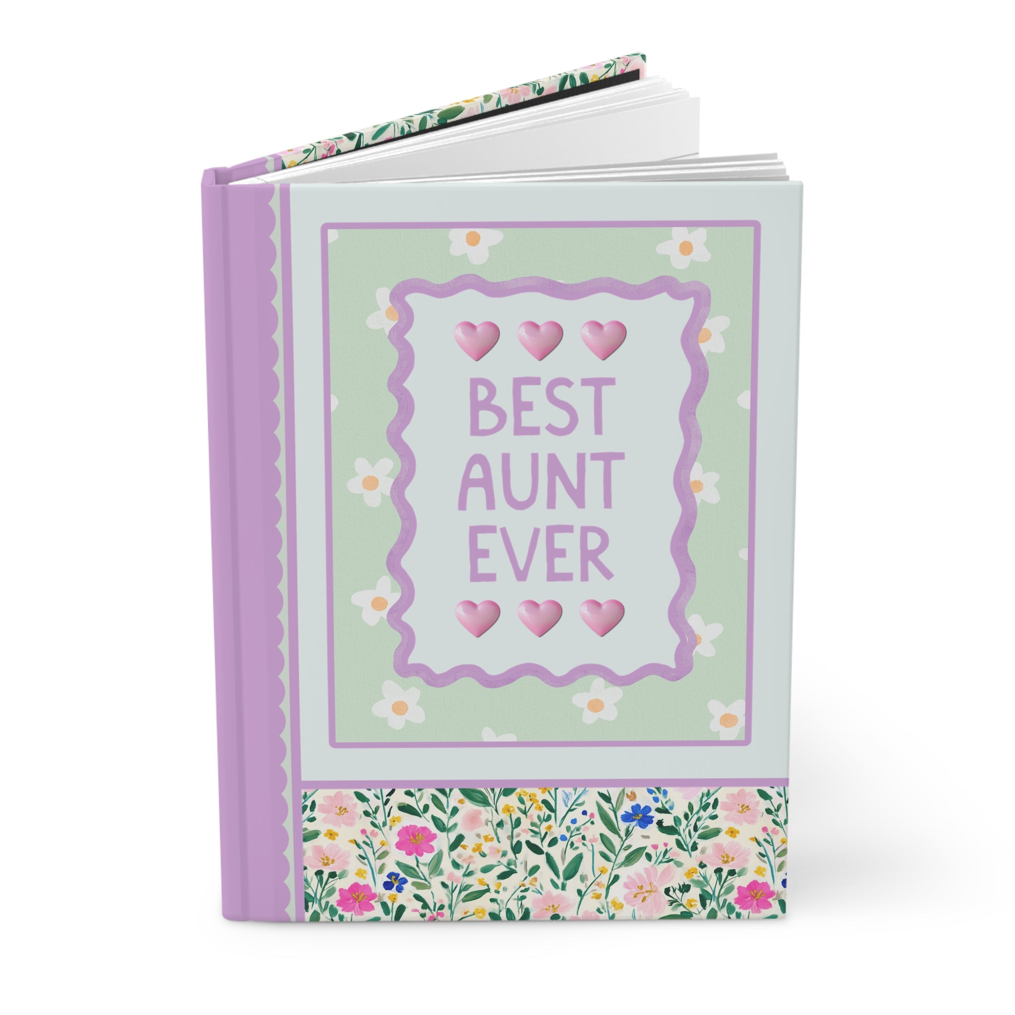 Best Aunt Ever Hardcover Notebook | Pastel 90s Aesthetic Journal with Hearts, Gift from Niece or Nephew, Notebook for New Aunt
