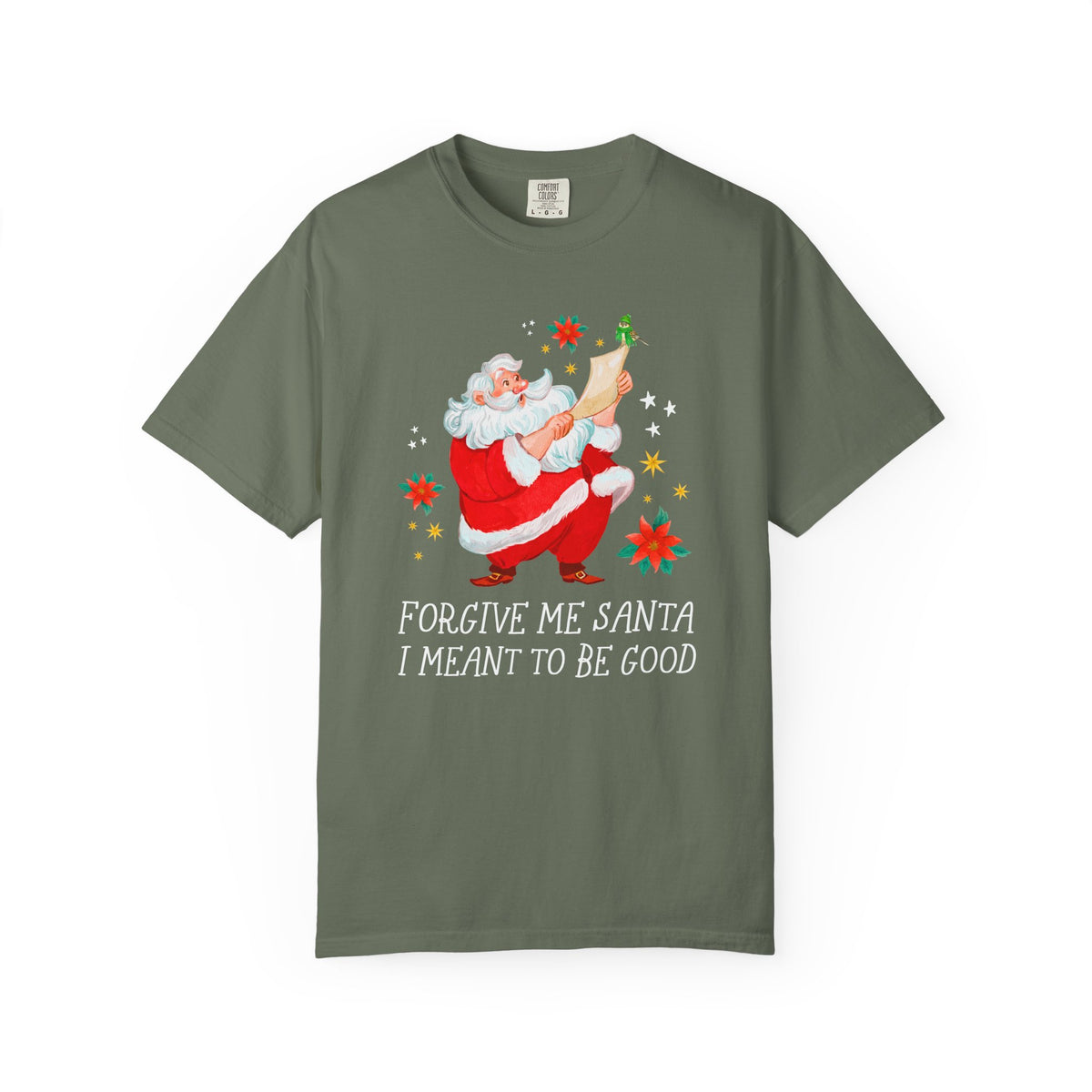 Forgive Me Santa I Meant To Be Good: Funny Christmas Lover Shirt for Brother or Sister Silly Matching Teenage Daughter or Son Tee with Stars