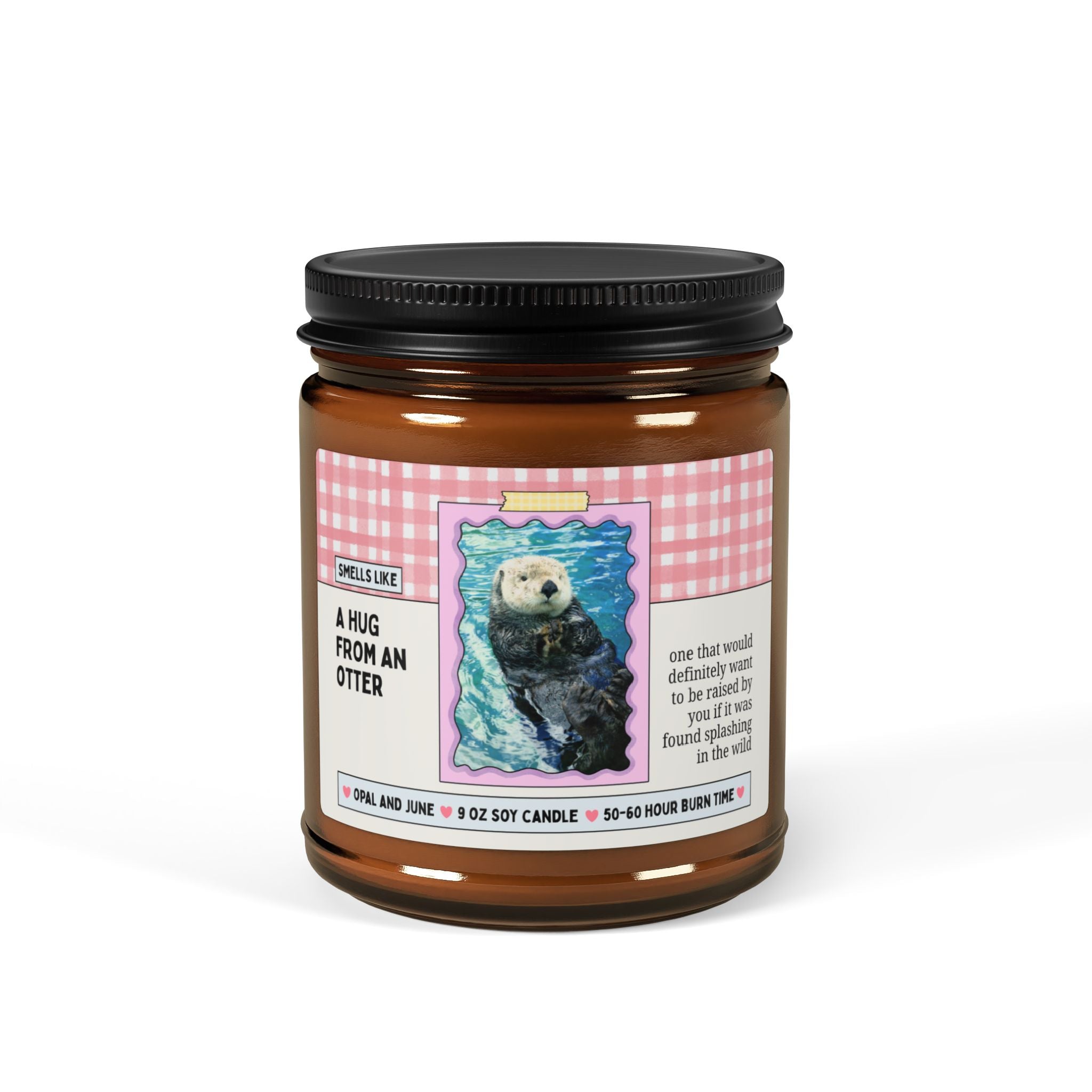 Otter Lover Gift, Smells Like A Hug From an Otter, 9 Oz Soy Candle | Funny Animal Lover Birthday Gift from Friend Who Loves Sea Otters