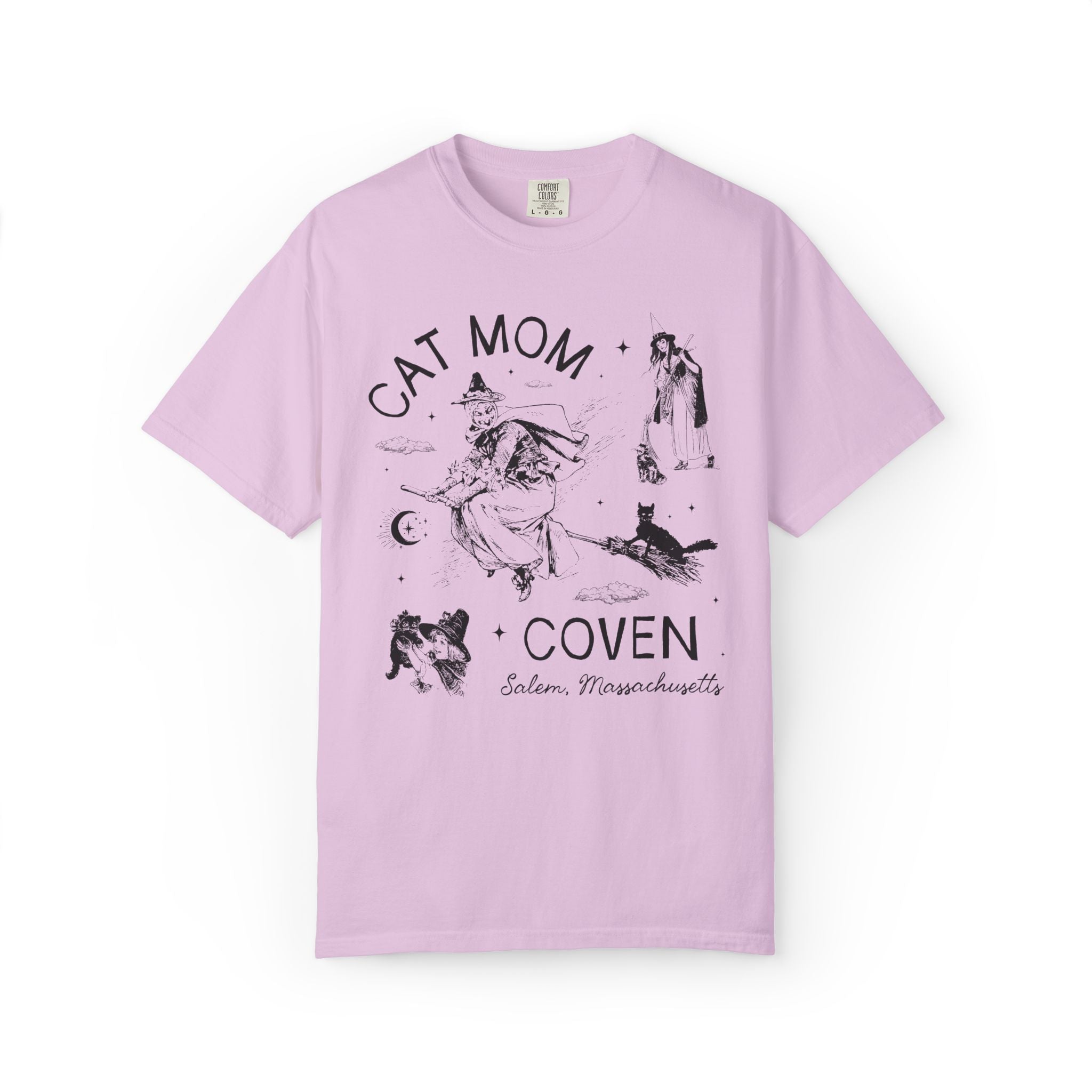 Witchy Cat Mom Tee Shirt for Halloween, Silly Cat Lover T-Shirt, Witchy Women's History Tee, Salem Witch Trials Animal Lover Tee, Cat Parent