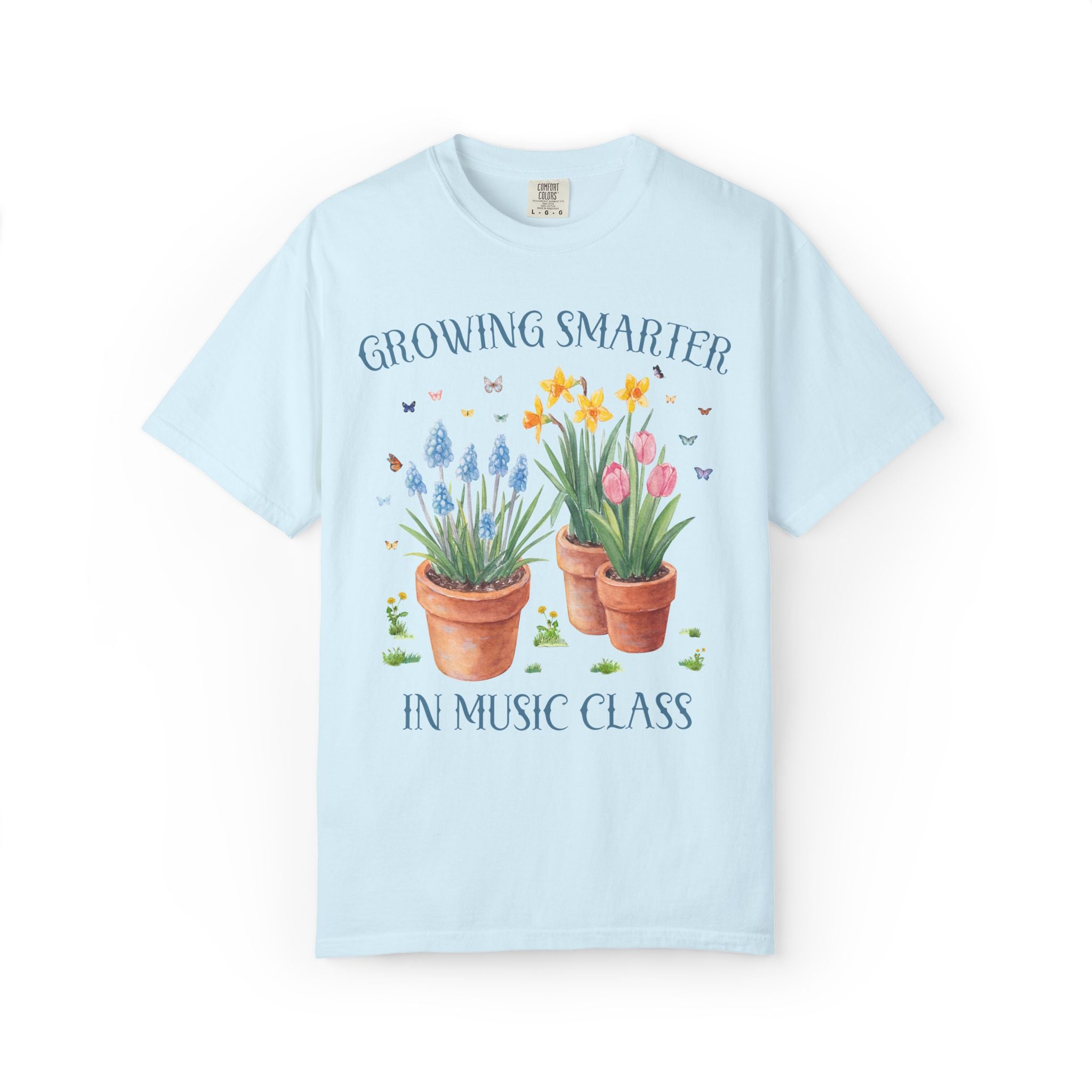 Growing Smarter in Music Class: Wildflower Music Teacher Tee Shirt with Flowers: Matching Spring Teacher Tee Shirts for Back to School or Testing Day