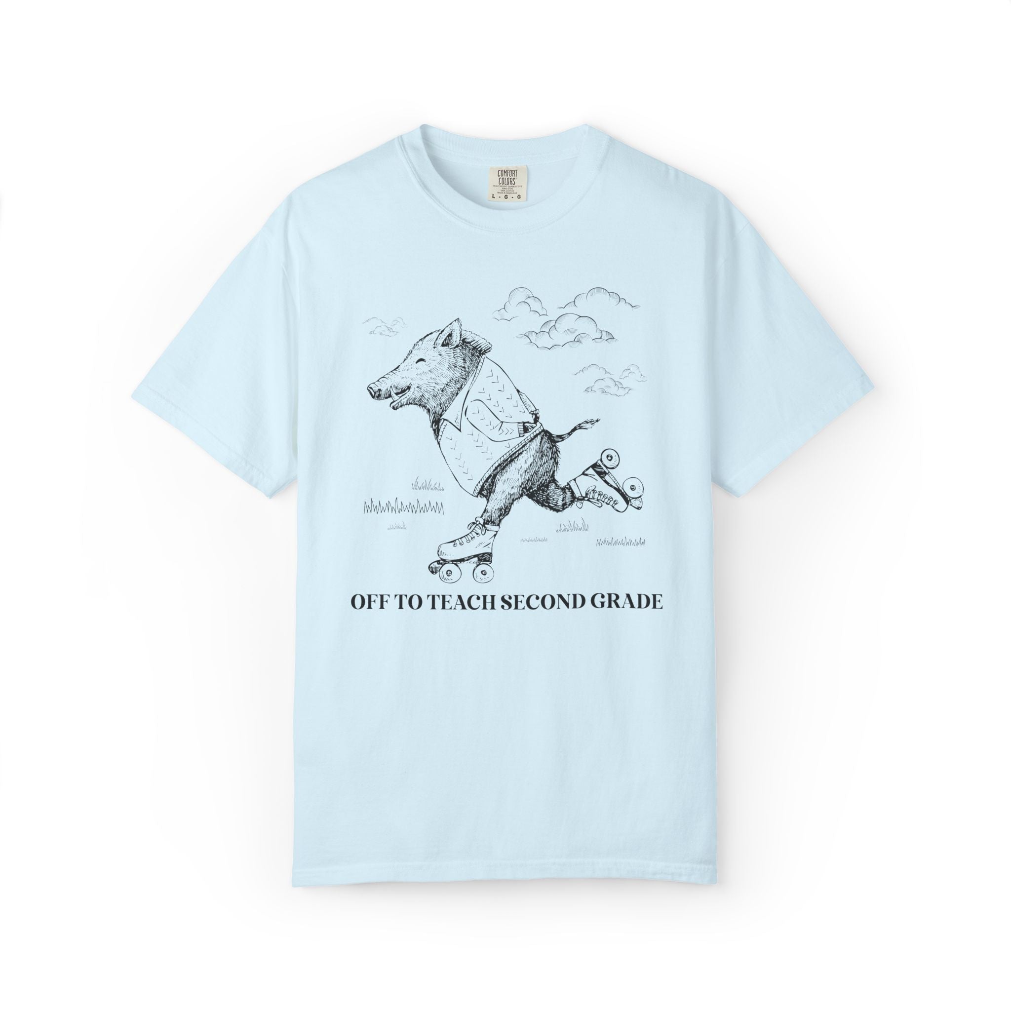 Off to Teach Second Grade: Funny Razorback Tee Shirt for Teacher Team, Nostalgic Animal Lover Back to School T-Shirt