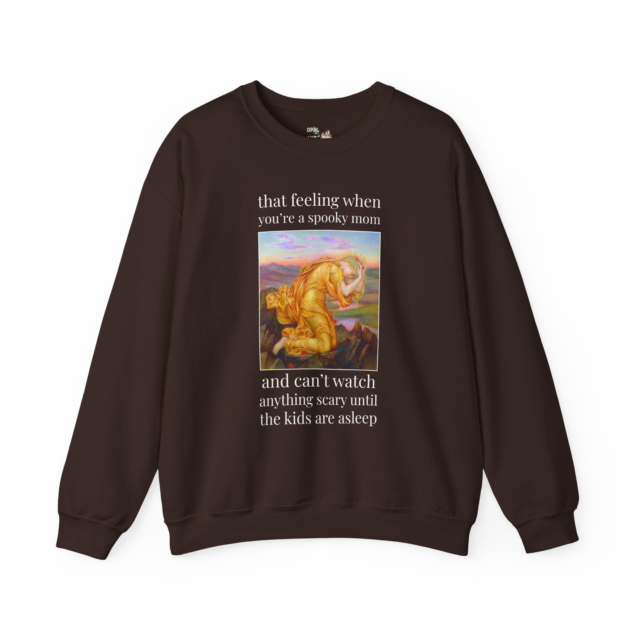 Halloween Mom Sweatshirt with Famous Painting by Evelyn de Morgan: When You're a Spooky Mom True Crime History Buff Shirt, Scary Movie Lover