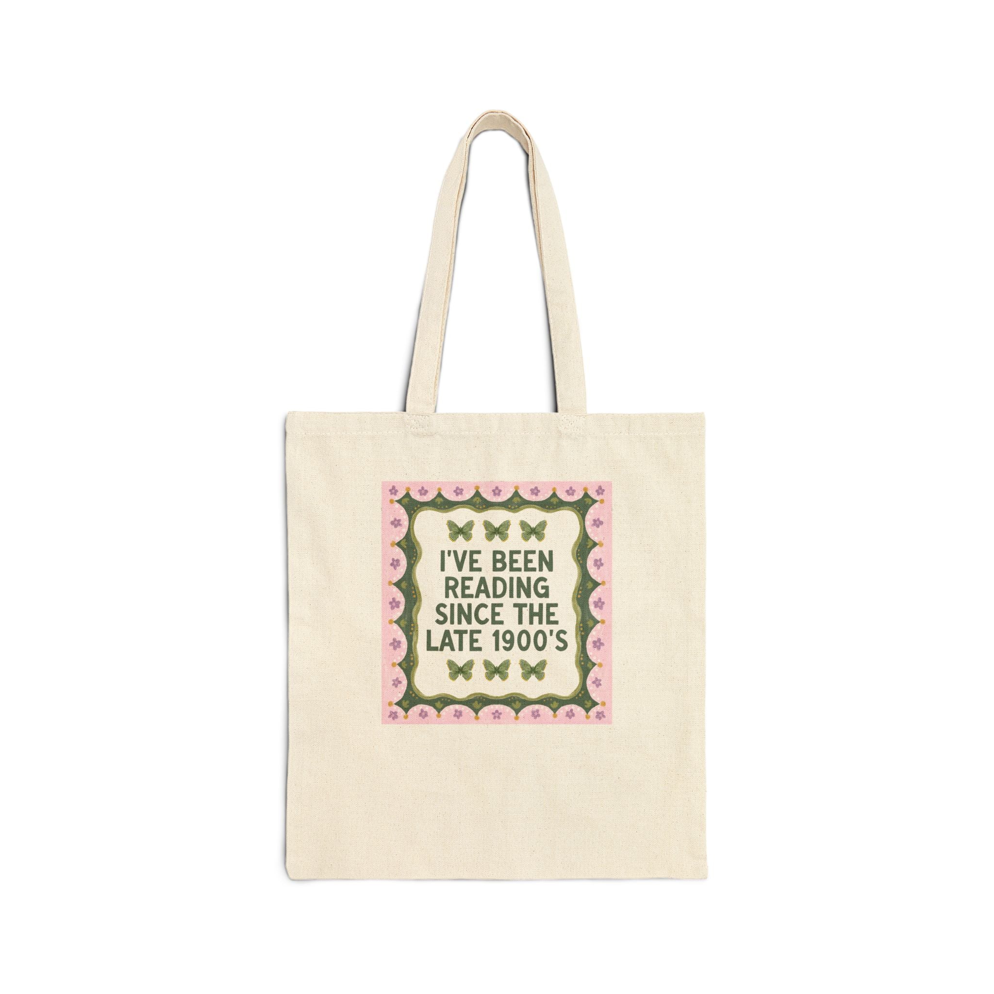 I've Been Reading Since the Late 1900's Funny Book Lover Tote Bag for 40th Birthday or Reader Born in the 1990s, Silly Fiction Literature Tote