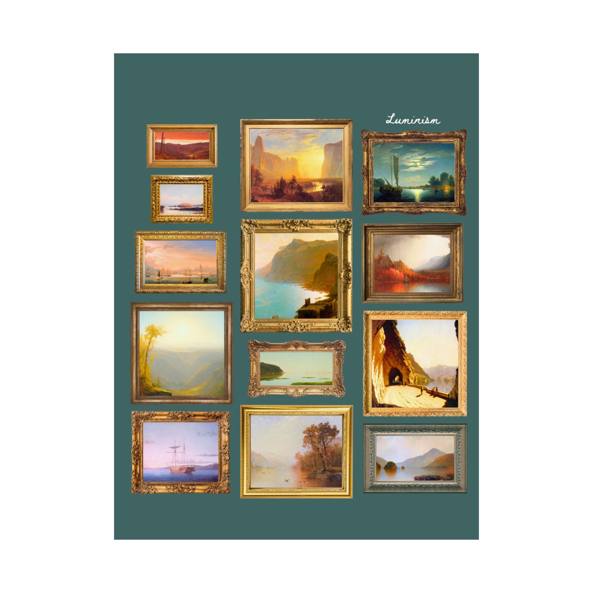 Luminism Art History Lover Gift with Famous Paintings, 19th Century American Art History, Hudson River School Art History Lover Print