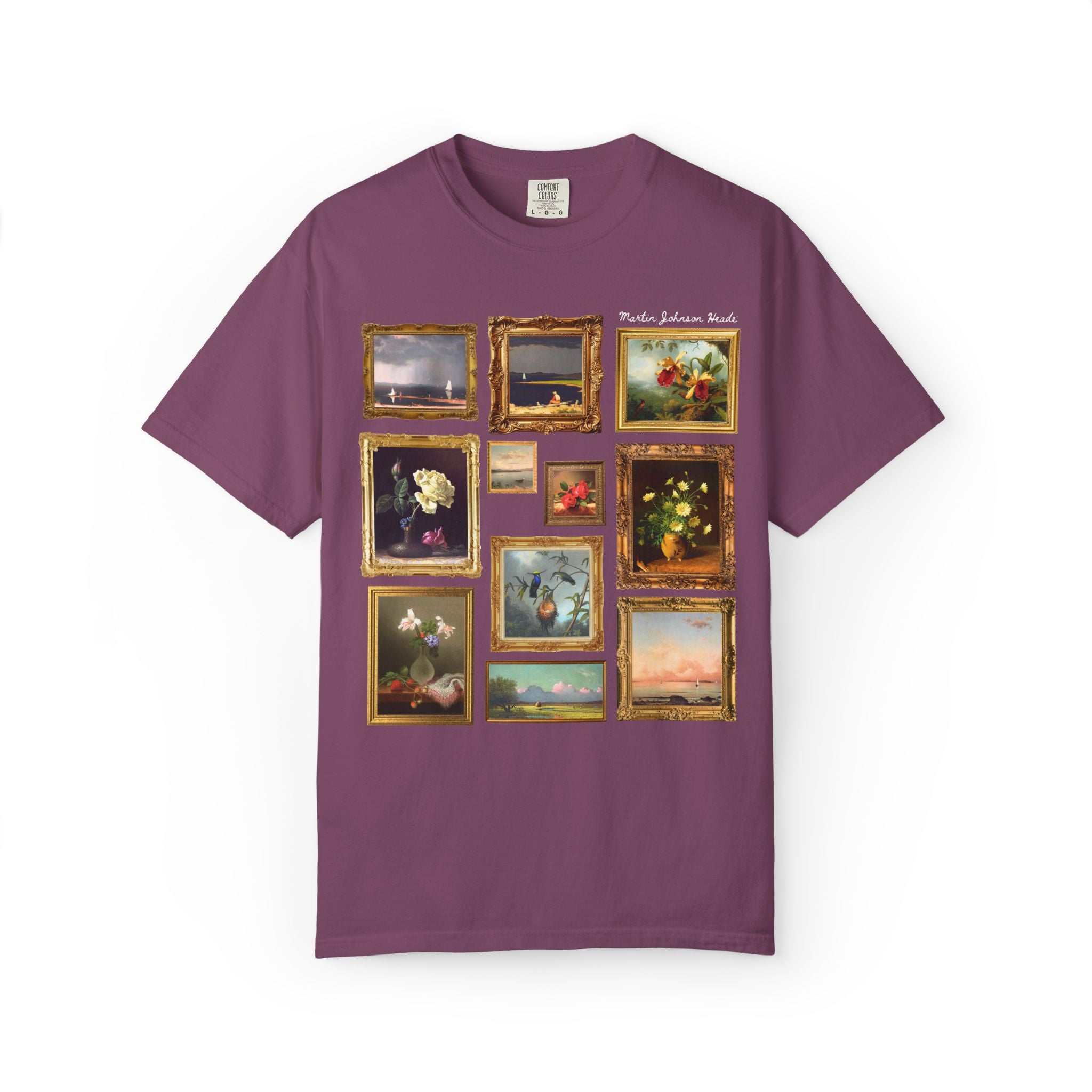 Martin Johnson Heade Art Historian Tee Shirt with Famous Paintings, Hudson River School American Art History, Luminism 19th Century Art