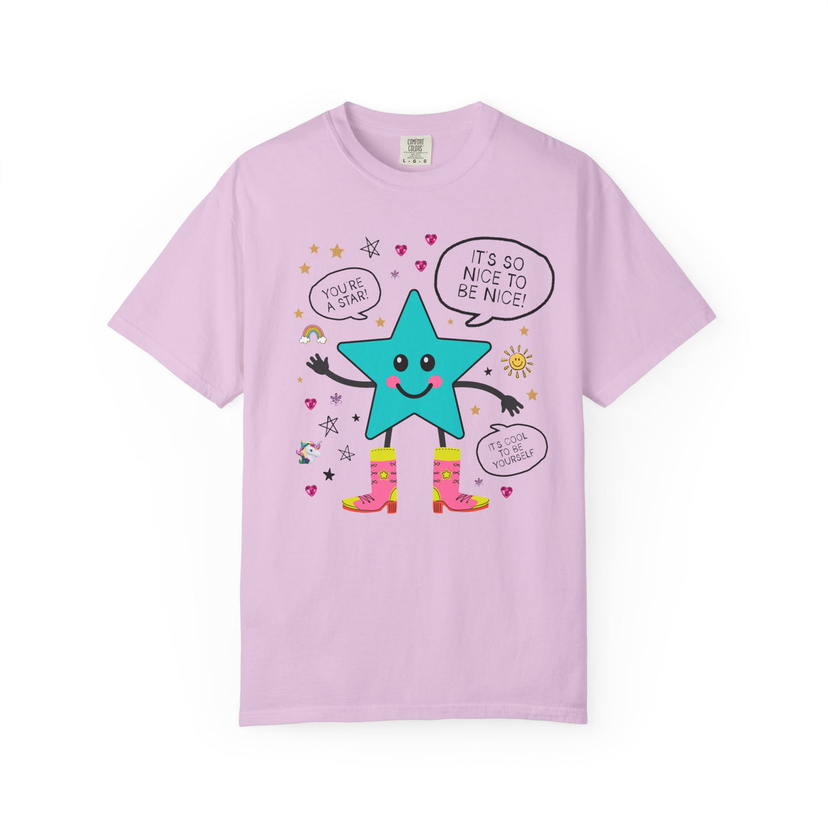 Positive Affirmation Cowboy Star Tee Shirt with Compliments, Cute Early 2000's Aesthetic Positive Teacher or Mom Tee