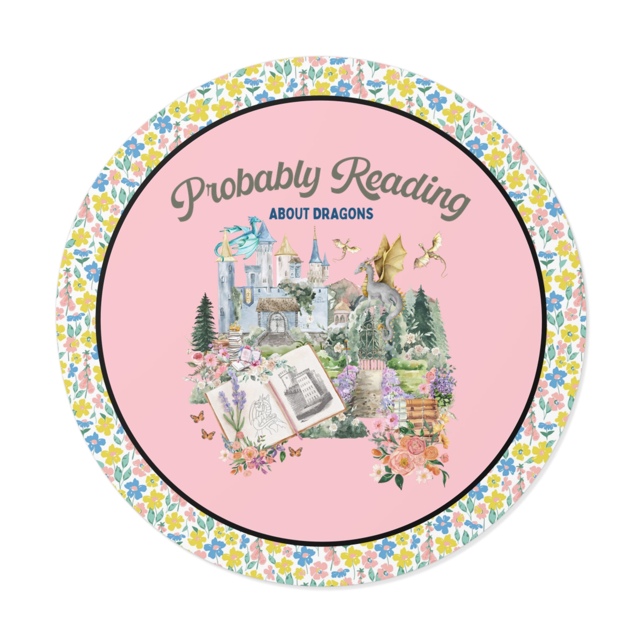 Book Lover Gift Idea: Probably Reading About Dragons | Cute Whimsigoth Sticker for Reader, Fantasy Romance Gift Idea, Boho Romantasy Gift