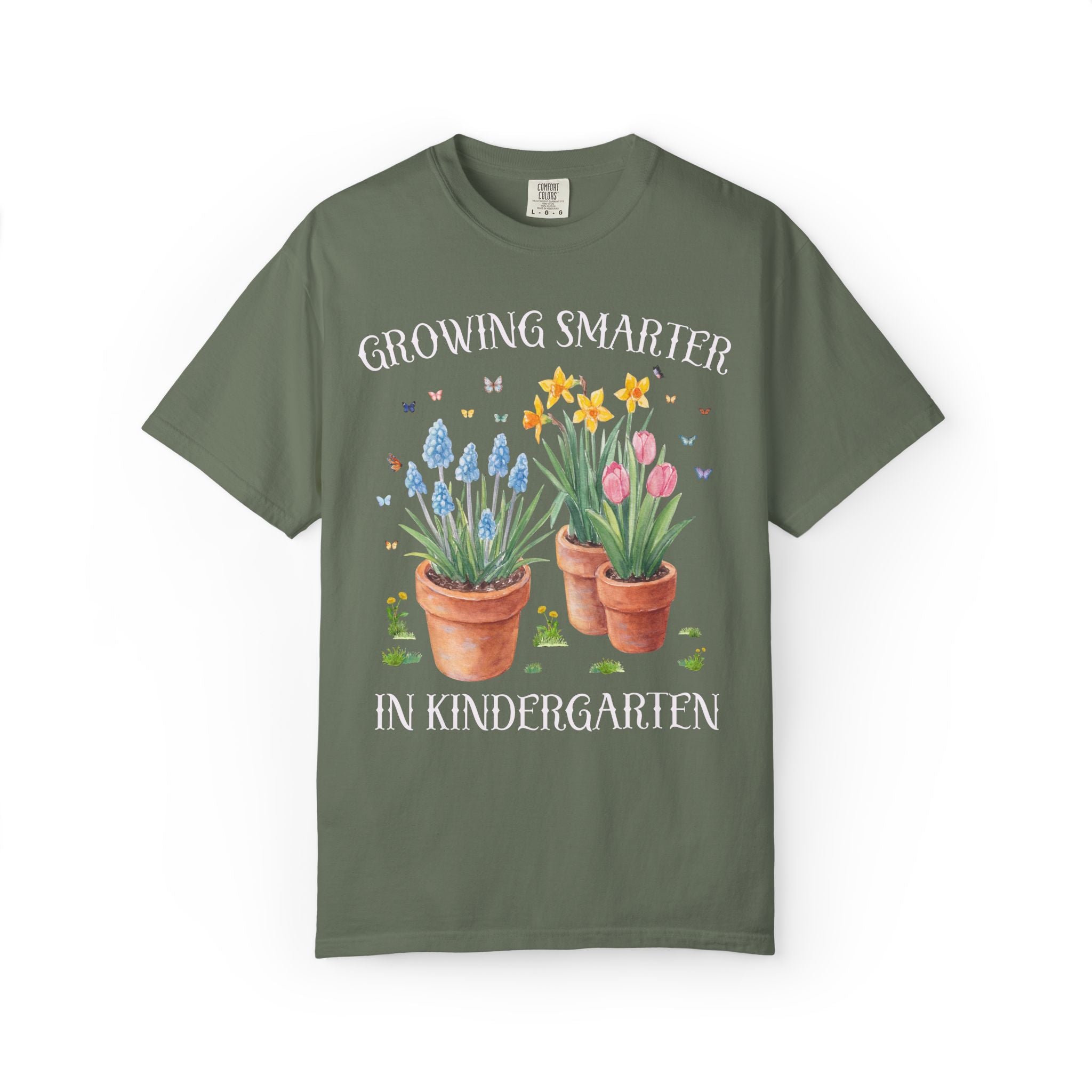 Growing Smarter in Kindergarten: Wildflower Kindergarten Teacher Tee Shirt with Flowers: Matching Spring Teacher Tee Shirts for Back to School or Testing Day
