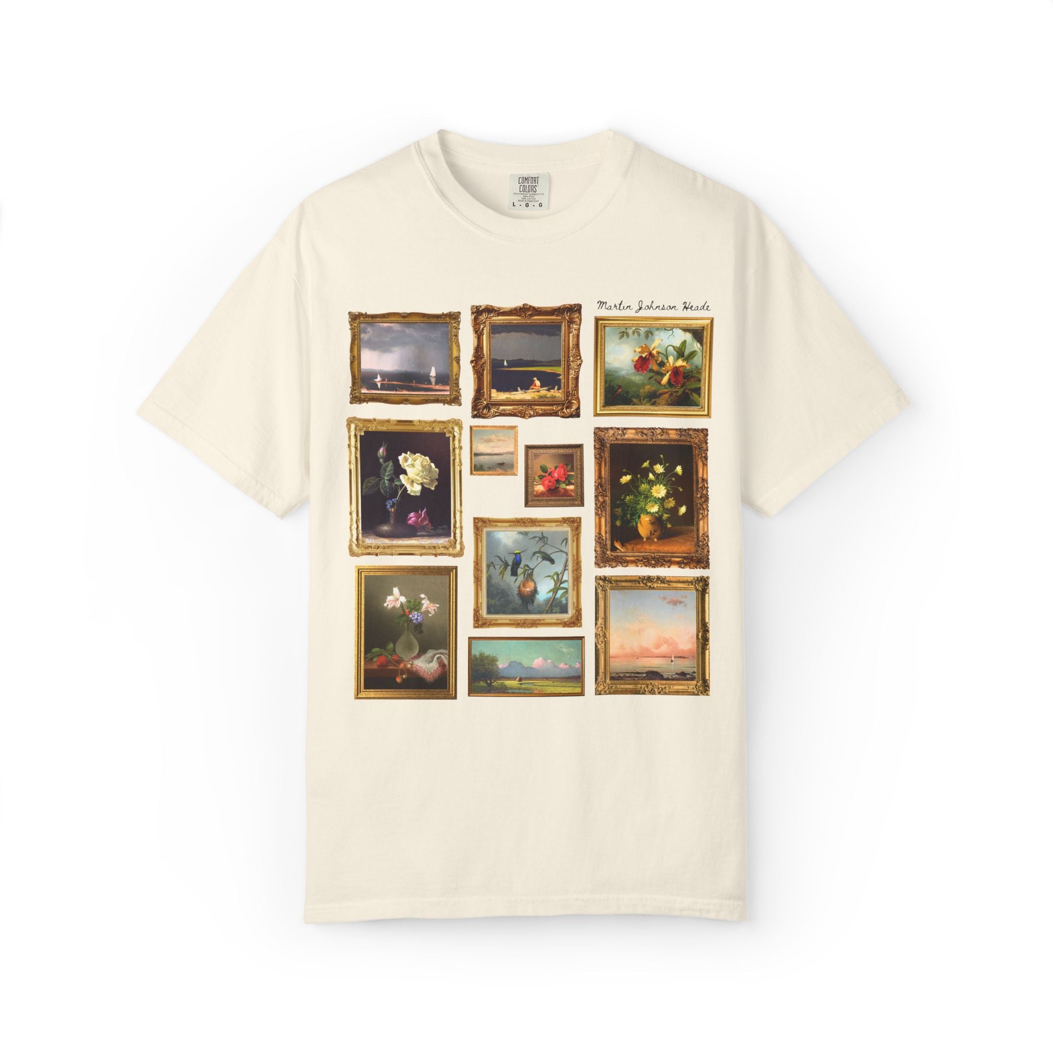 Martin Johnson Heade Art Historian Tee Shirt with Famous Paintings, Hudson River School American Art History, Luminism 19th Century Art