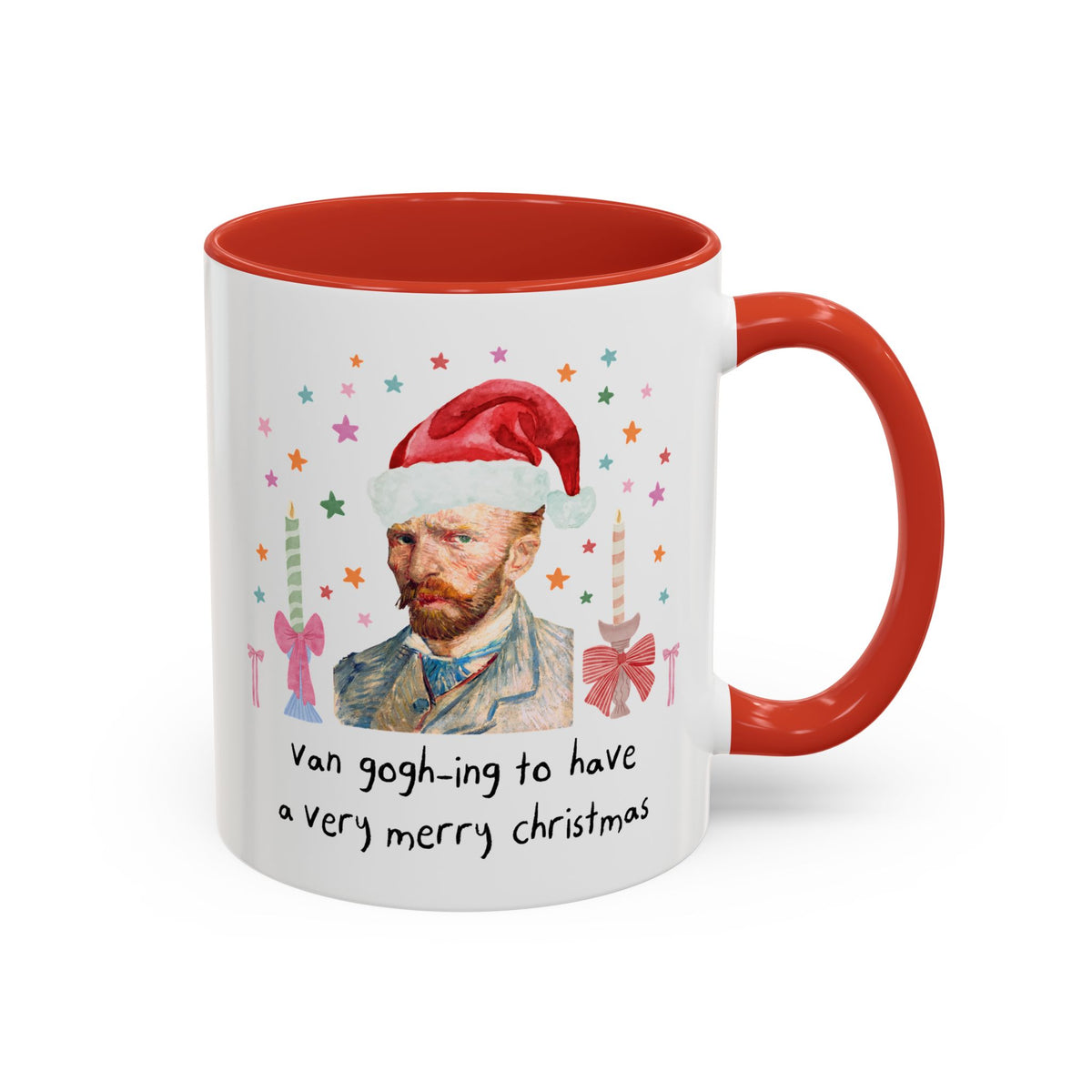 Christmas Art History Buff 11 Oz Mug with Vincent Van Gogh:Van Gogh-ing to Have a Very Merry Christmas, Silly Famous Painting Xmas Mug