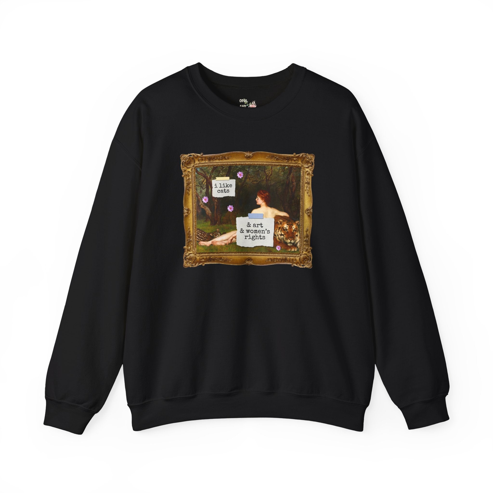 Funny Feminist Sweatshirt for Cat Mom or Cat Dad Who Loves Art History and Women's Rights, Equal Rights Famous Painting Crewneck for Artist