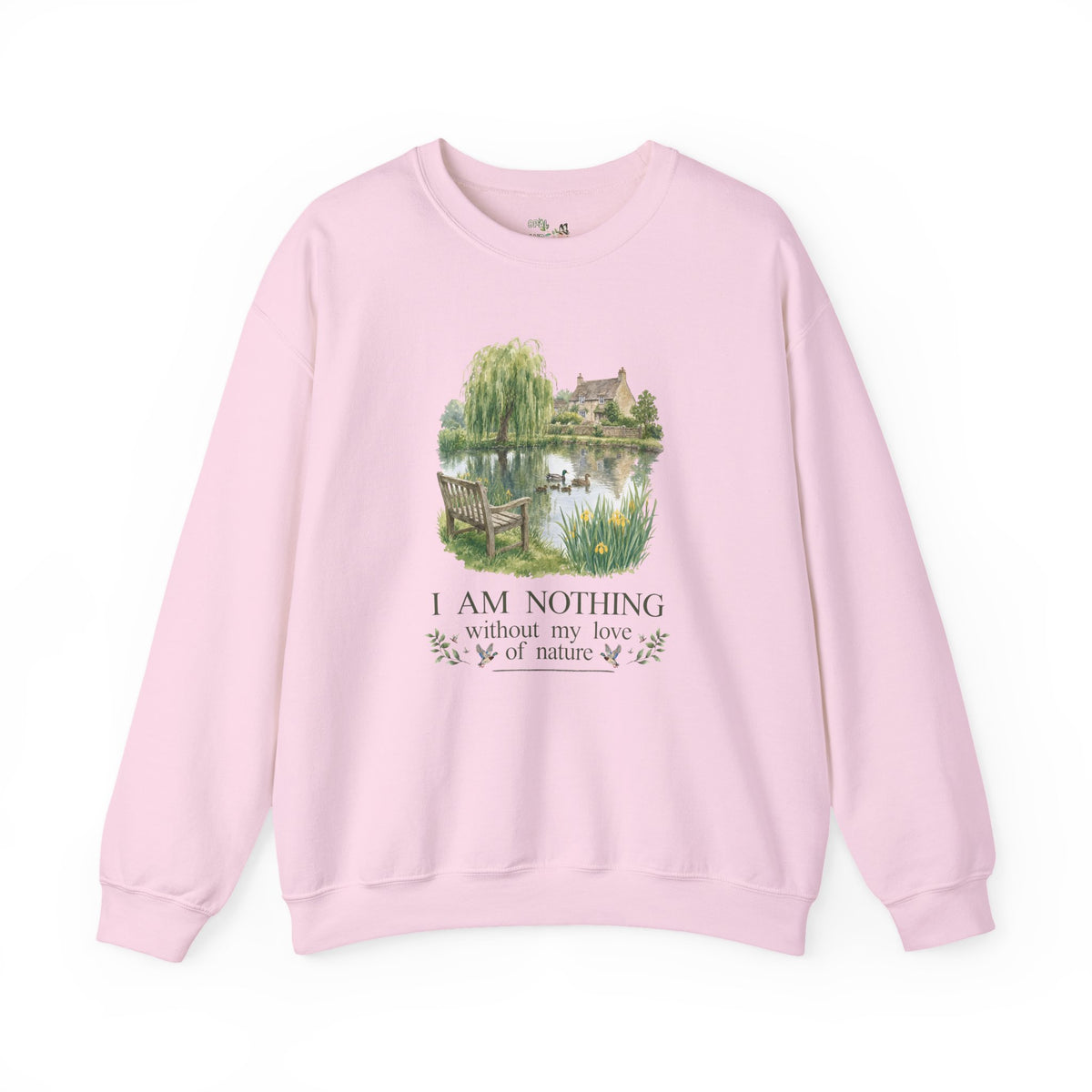 I Am Nothing Without My Love of Nature Sweatshirt with Cute Ducks in a Pond, Cute Whimsy Nature Lover Crewneck for Animal Lover