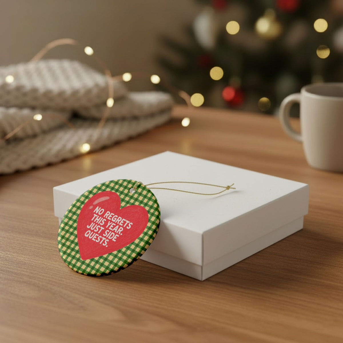 ADHD Funny Holiday Ornament: No Regrets This Year Just Side Quests | Nostalgic Christmas Ornament for Friend Who Loves Hobbies - Opal and June
