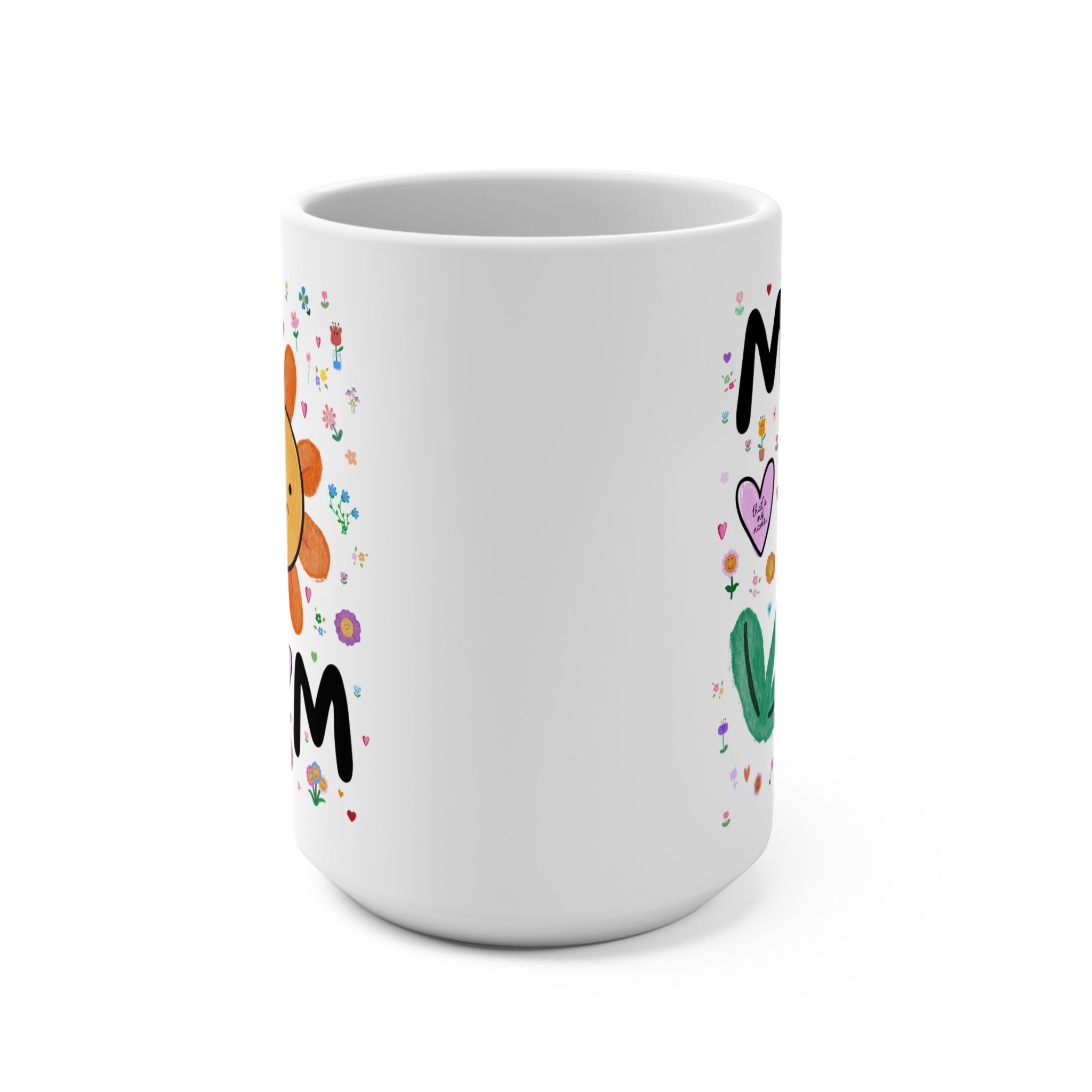 Adorable Mom Coffee Mug with Cute Y2K Aesthetic and Hearts, New Mama Gift, Mug for Toddler Mom or Kindergarten Mom, Silly Doodle Mama Mug - Opal and June
