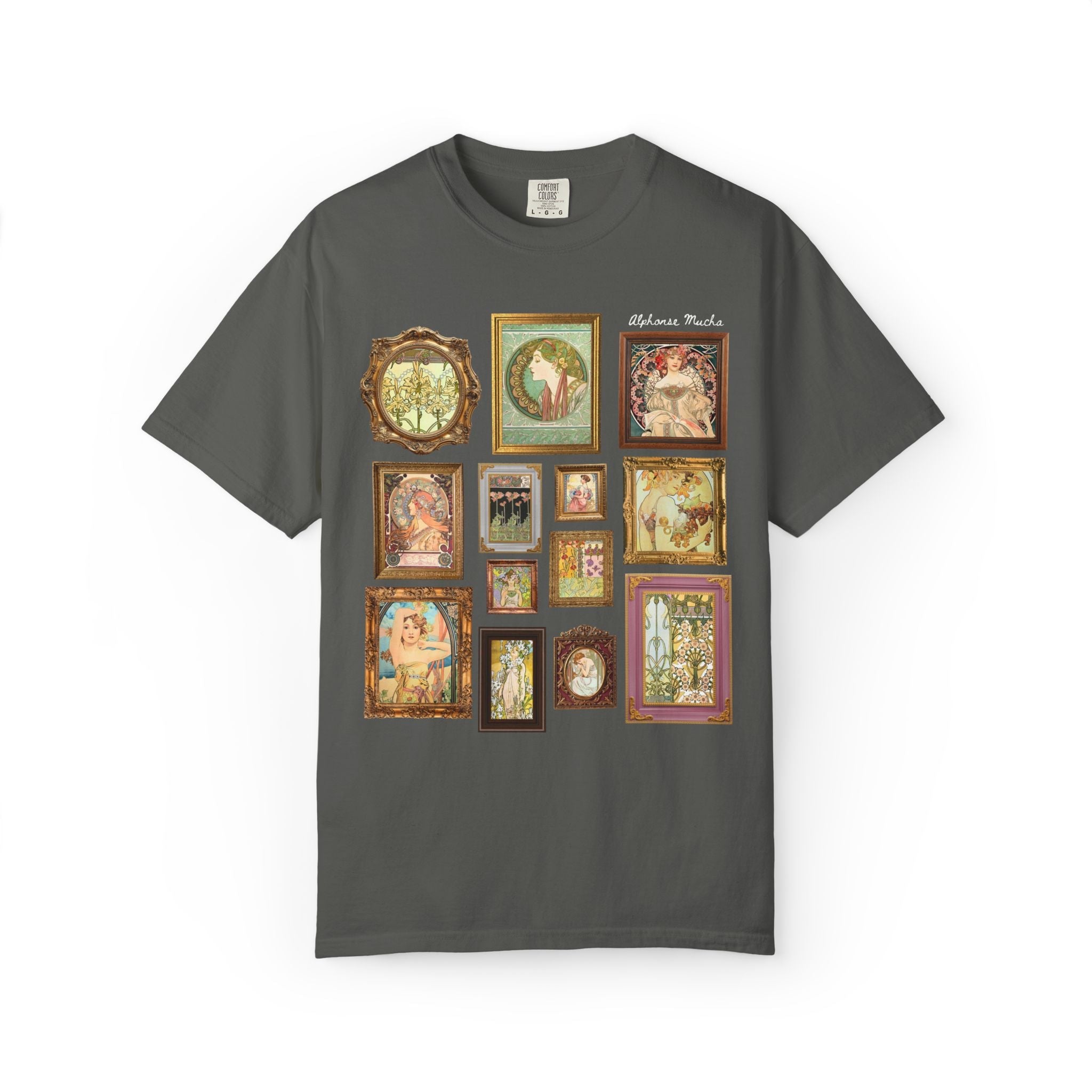 Alphonse Mucha Art Nouveau Famous Paintings Tee Shirt: Early 1900s Art History Gift, European Art History Czech Painter and Illustrator - Opal and June