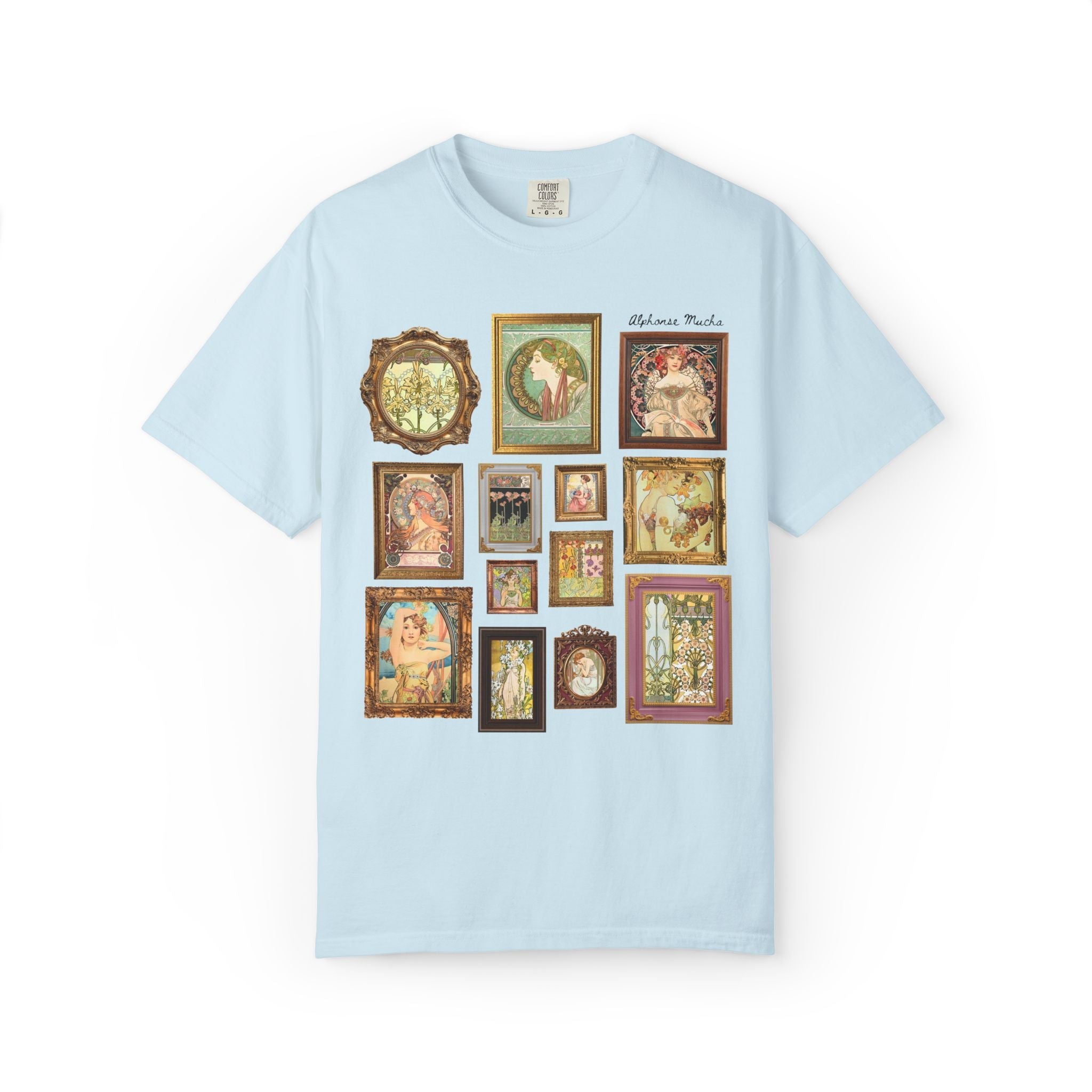 Alphonse Mucha Art Nouveau Famous Paintings Tee Shirt: Early 1900s Art History Gift, European Art History Czech Painter and Illustrator - Opal and June