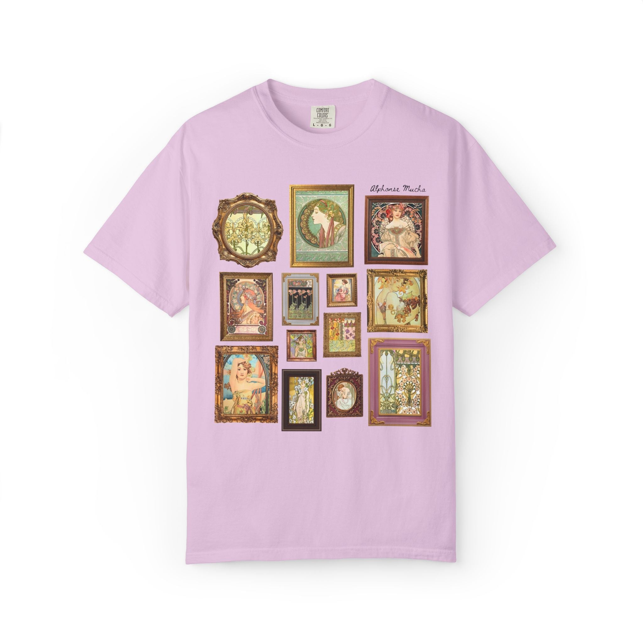 Alphonse Mucha Art Nouveau Famous Paintings Tee Shirt: Early 1900s Art History Gift, European Art History Czech Painter and Illustrator - Opal and June