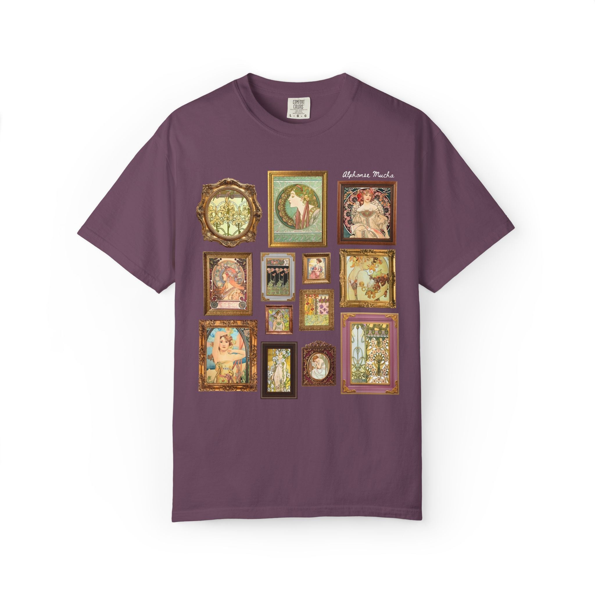 Alphonse Mucha Art Nouveau Famous Paintings Tee Shirt: Early 1900s Art History Gift, European Art History Czech Painter and Illustrator - Opal and June