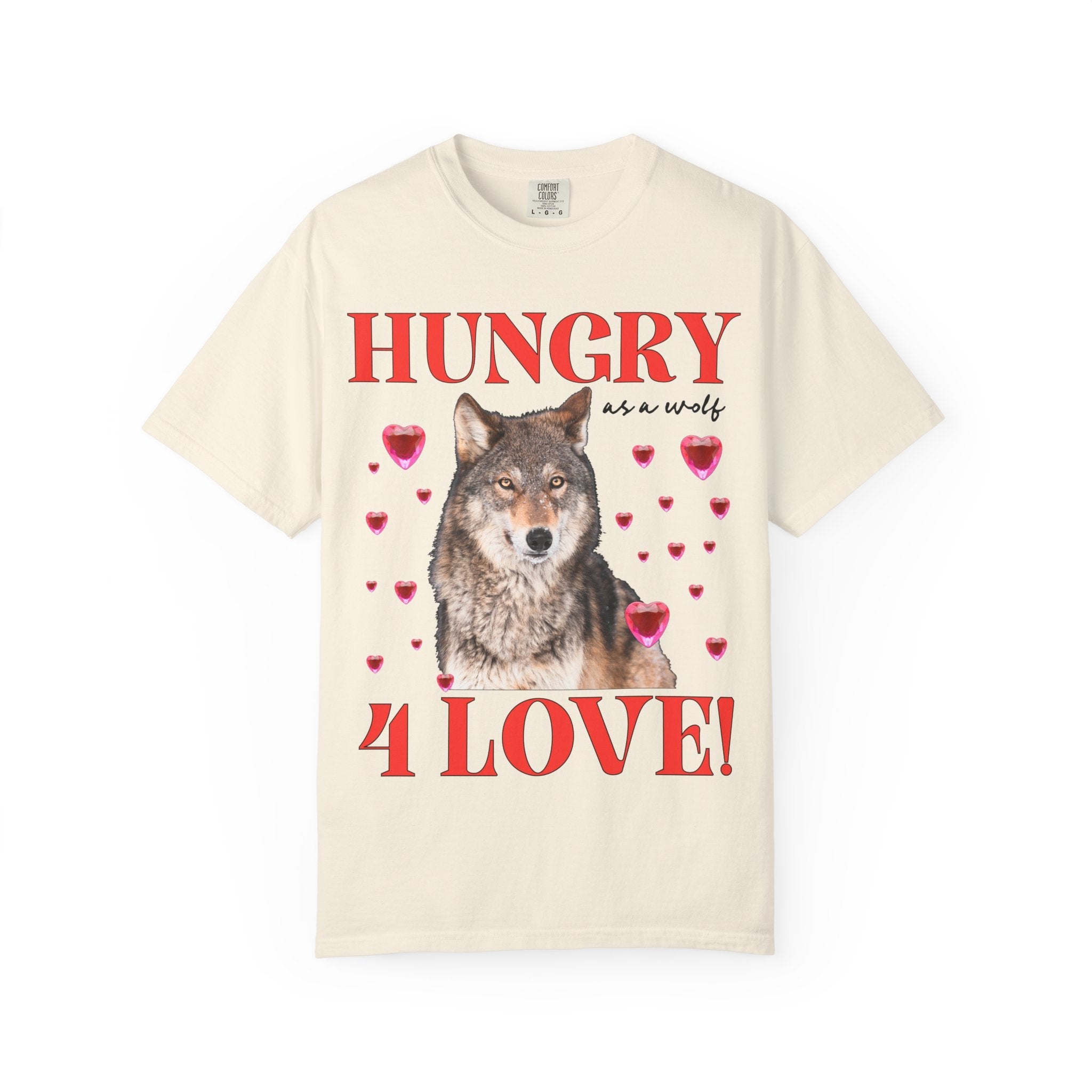 Animal Lover Valentine's Tee Shirt with Photo of Wolf, Silly Dreamcore Early 2000s Aesthetic T-Shirt with Funny Saying, Cute Weirdcore Tee - Opal and June