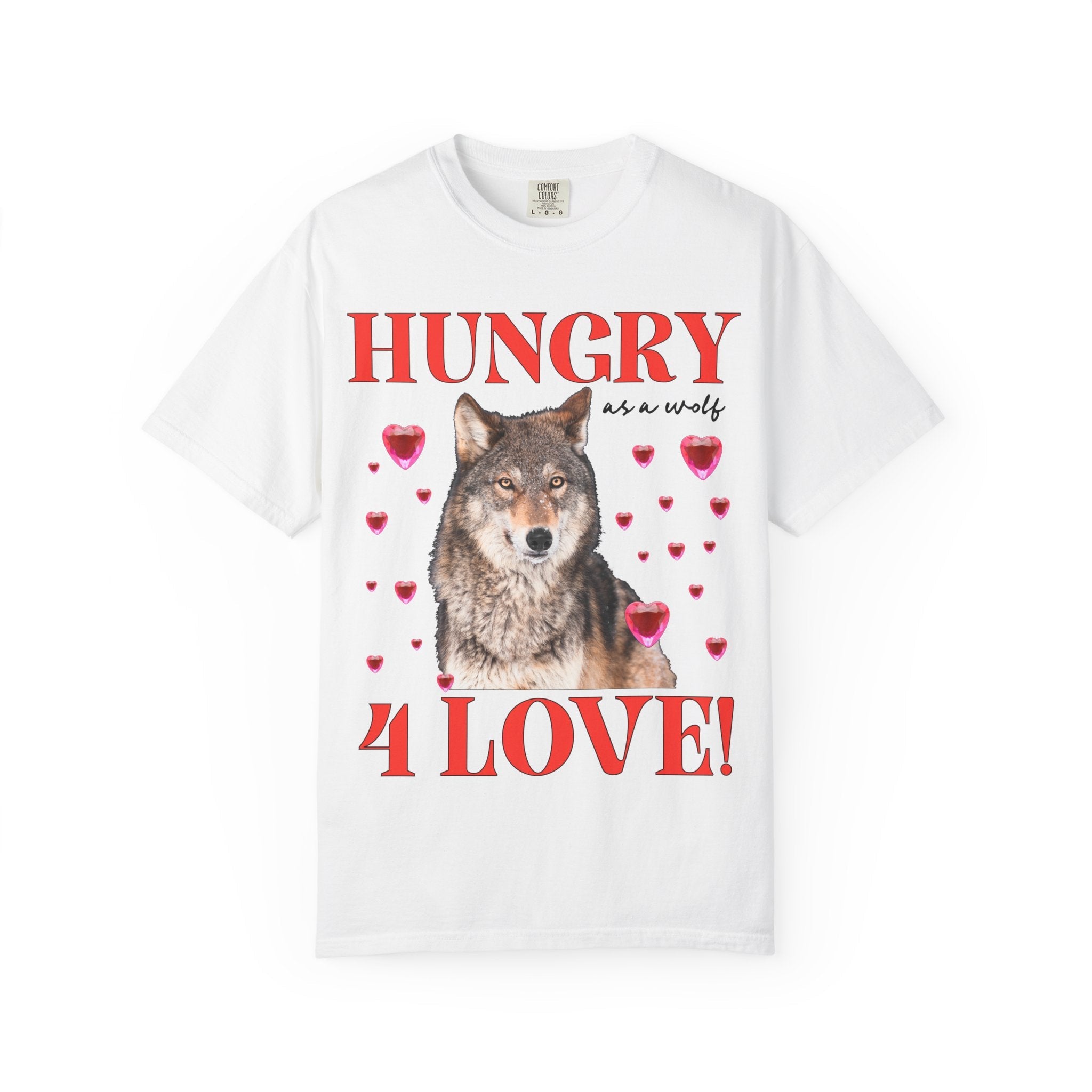 Animal Lover Valentine's Tee Shirt with Photo of Wolf, Silly Dreamcore Early 2000s Aesthetic T-Shirt with Funny Saying, Cute Weirdcore Tee - Opal and June