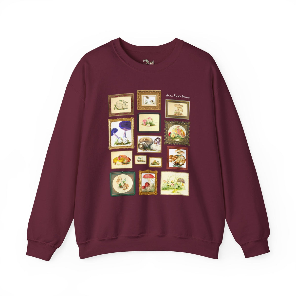 Anna Maria Hussey Art History Sweatshirt for Mushroom Lover or Mycologist, 19th Century Women in STEM, 1800s Scientific British Illustrator Crewneck - Opal and June
