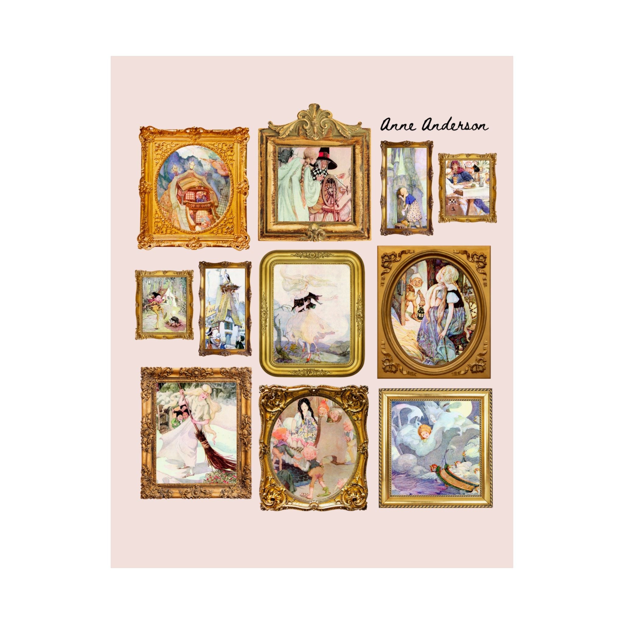 Anne Anderson Fairy Tale Art Nouveau Illustrations Print, Famous Paintings, European Folk Tales, Hans Christian Andersen, The Brothers Grimm - Opal and June