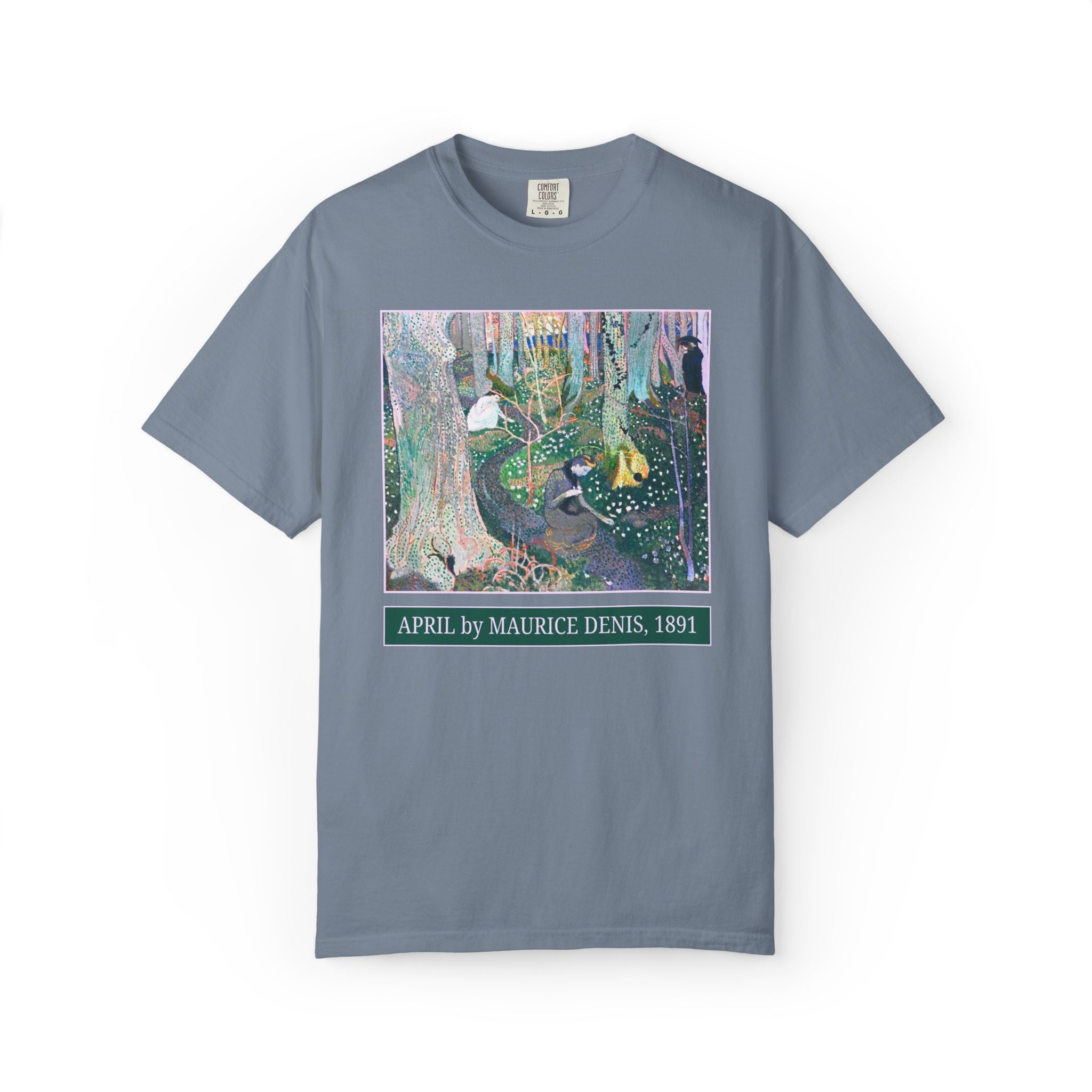 April by Maurice Denis Art History Buff Tee Shirt with Famous Painting, Late 19th Century Art Historian Gift, Humanities Teacher or Artist - Opal and June