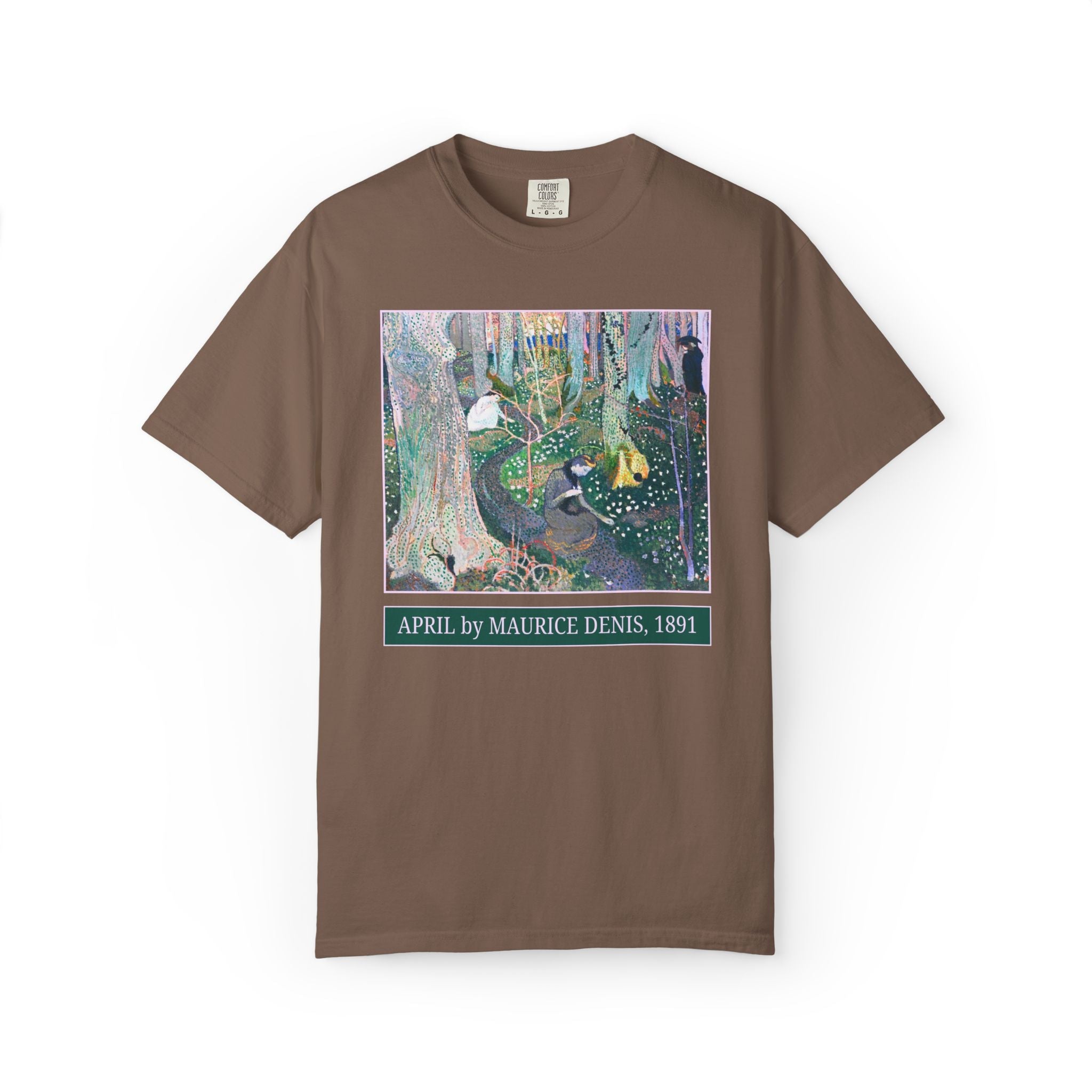 April by Maurice Denis Art History Buff Tee Shirt with Famous Painting, Late 19th Century Art Historian Gift, Humanities Teacher or Artist - Opal and June