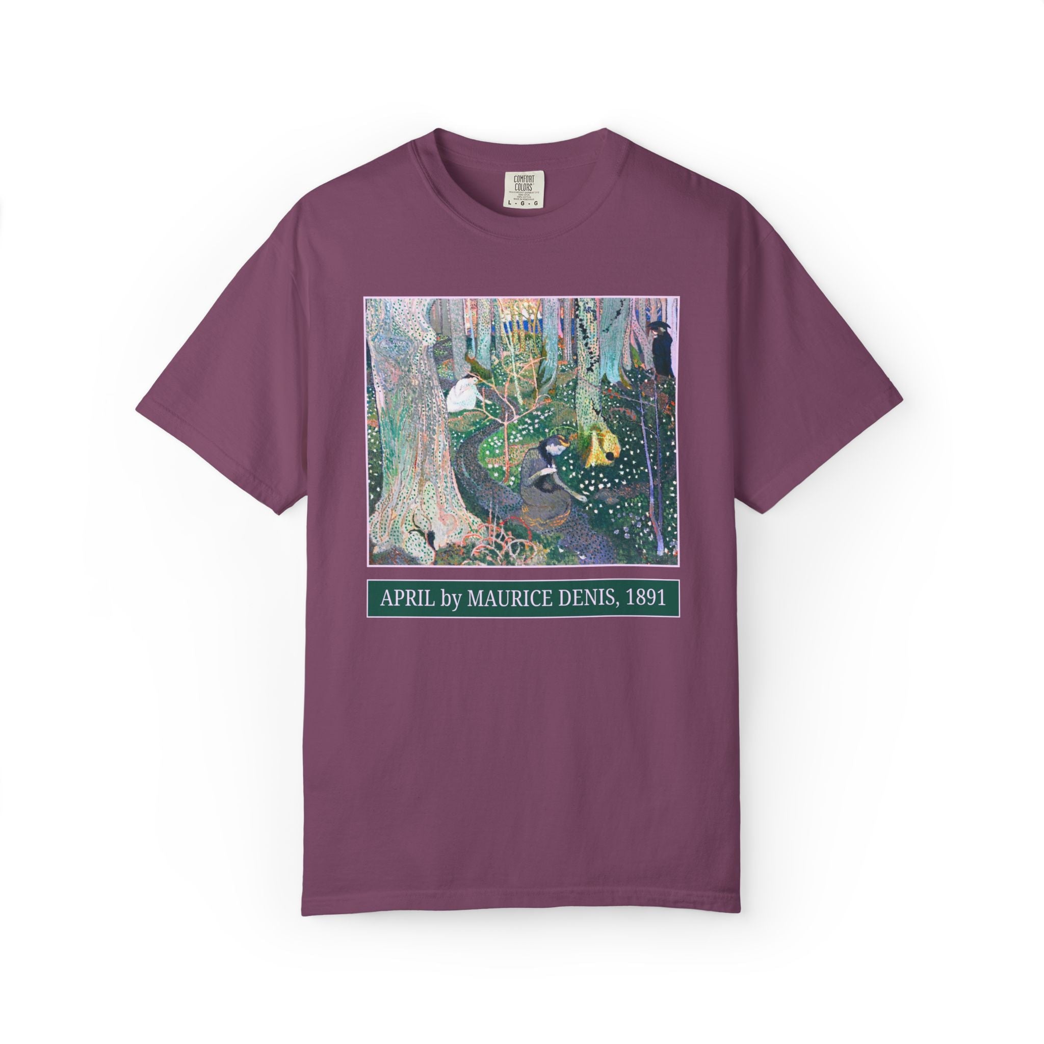 April by Maurice Denis Art History Buff Tee Shirt with Famous Painting, Late 19th Century Art Historian Gift, Humanities Teacher or Artist - Opal and June