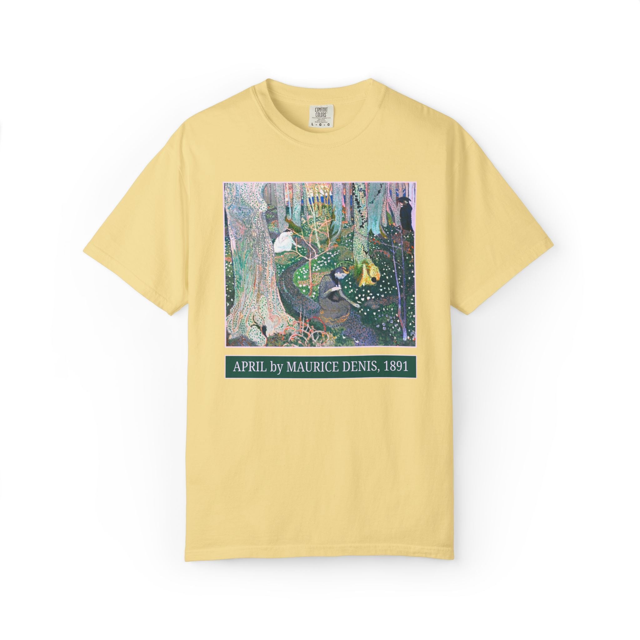 April by Maurice Denis Art History Buff Tee Shirt with Famous Painting, Late 19th Century Art Historian Gift, Humanities Teacher or Artist - Opal and June